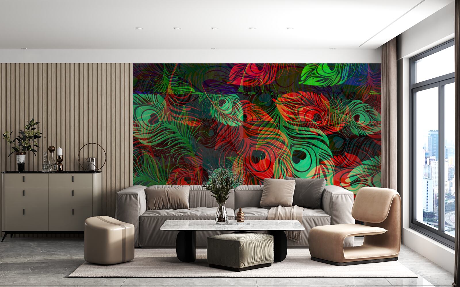 Papier peint des plumes d'or d'une incroyable beauté