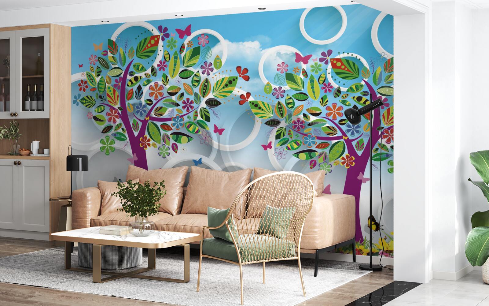 Papier peint un soupçon de couleurs d'été sur les feuilles