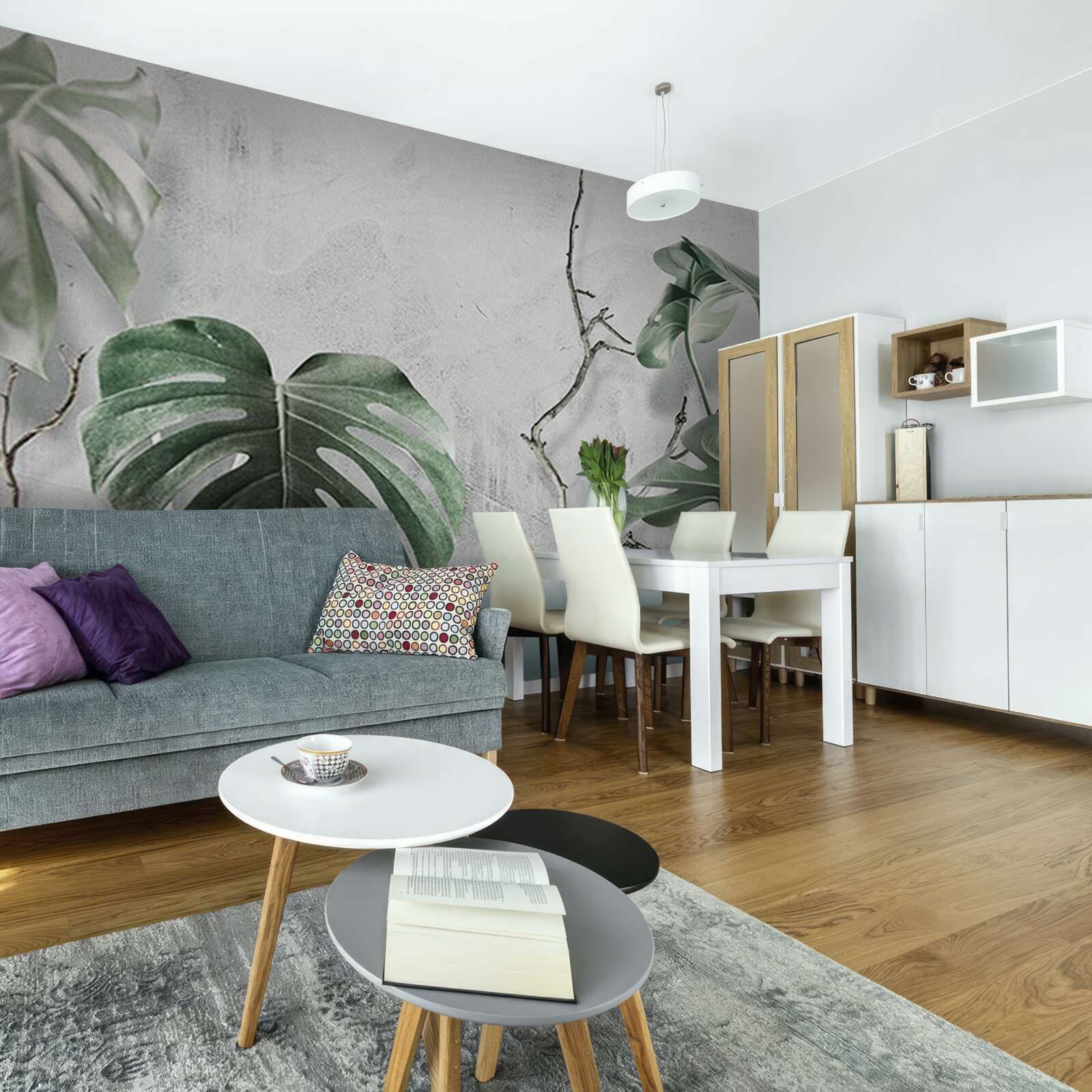 Papier peint les feuilles de la monstera verte sont grandes