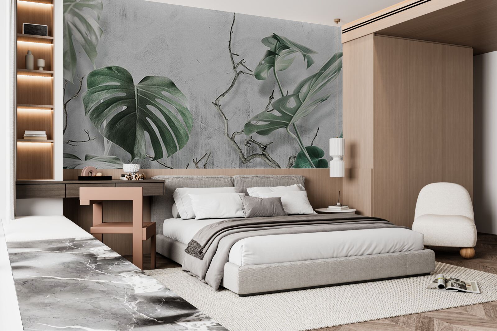 Papier peint les feuilles de la monstera verte sont grandes