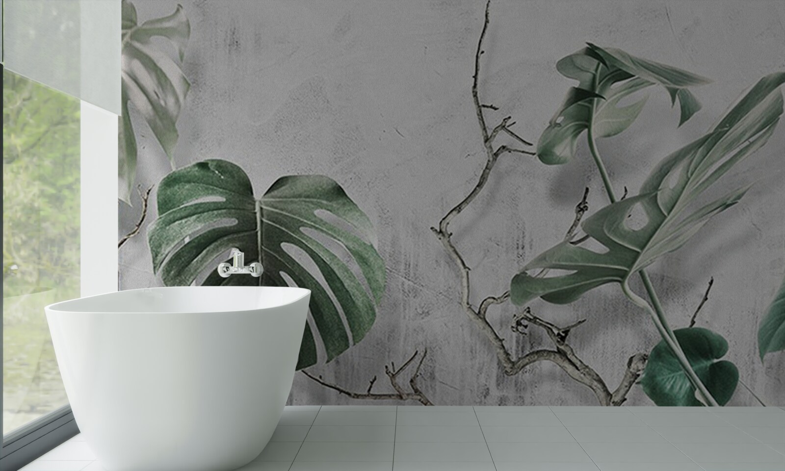 Papier peint les feuilles de la monstera verte sont grandes