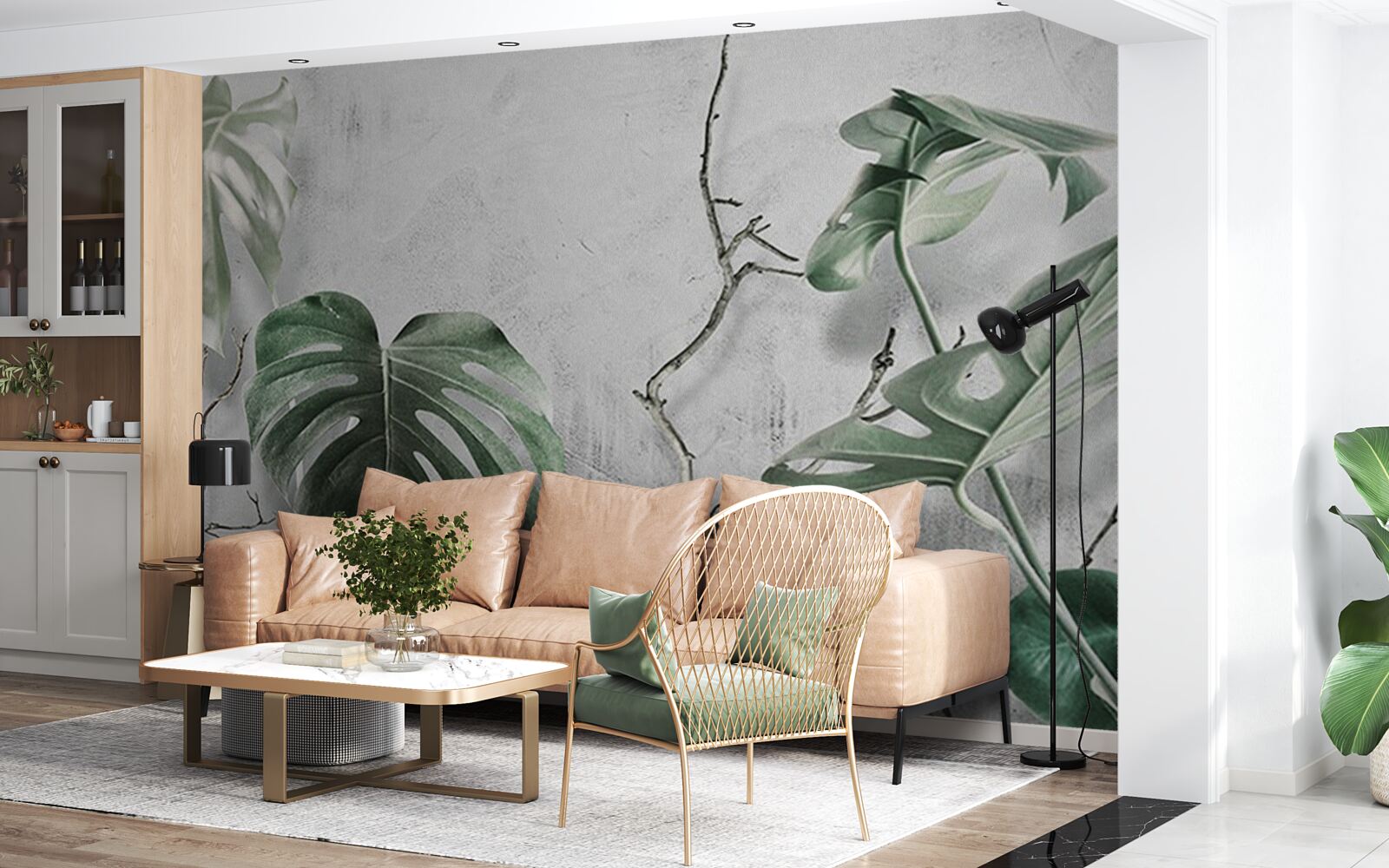 Papier peint les feuilles de la monstera verte sont grandes