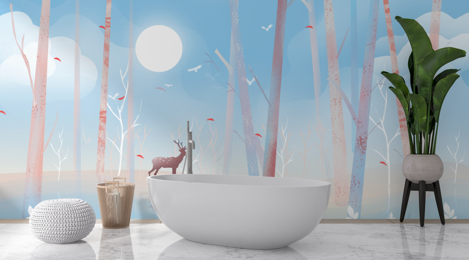 Papier peint animal nordique dans la forêt au printemps