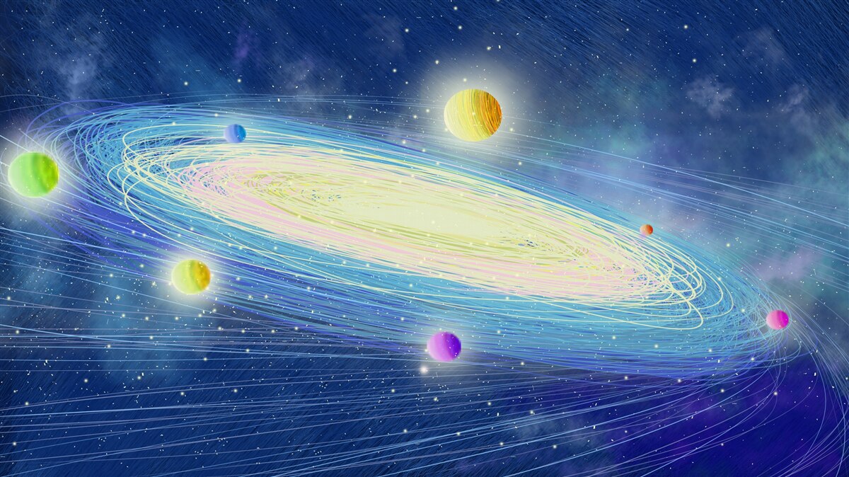 Papier peint la révolution des planètes autour de l'étoile que nous appelons le soleil