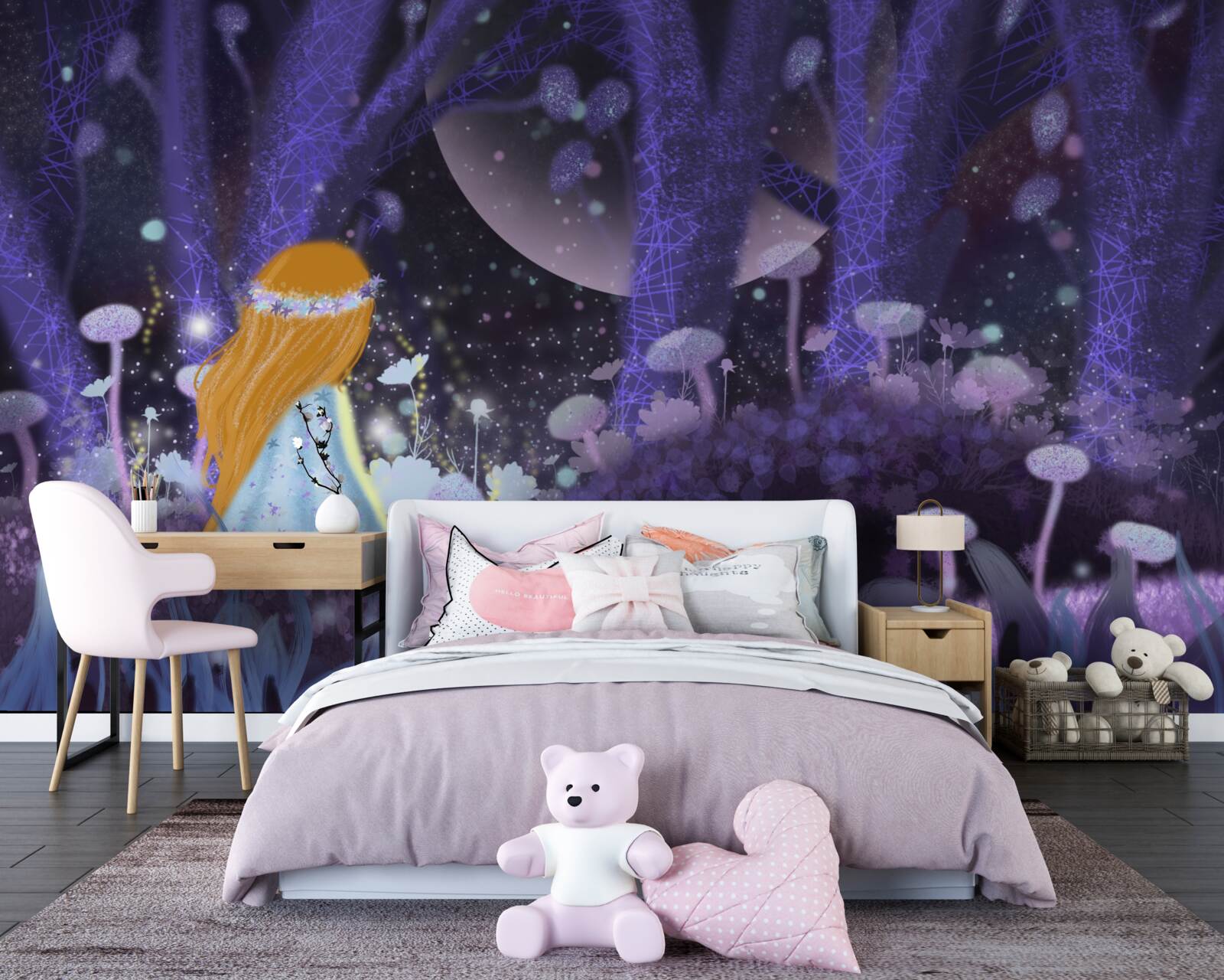 Papier peint un enfant dans le royaume magique des arbres