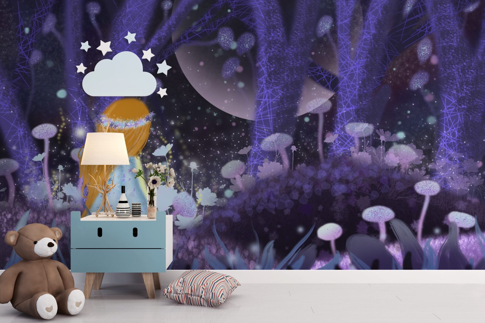 Papier peint un enfant dans le royaume magique des arbres