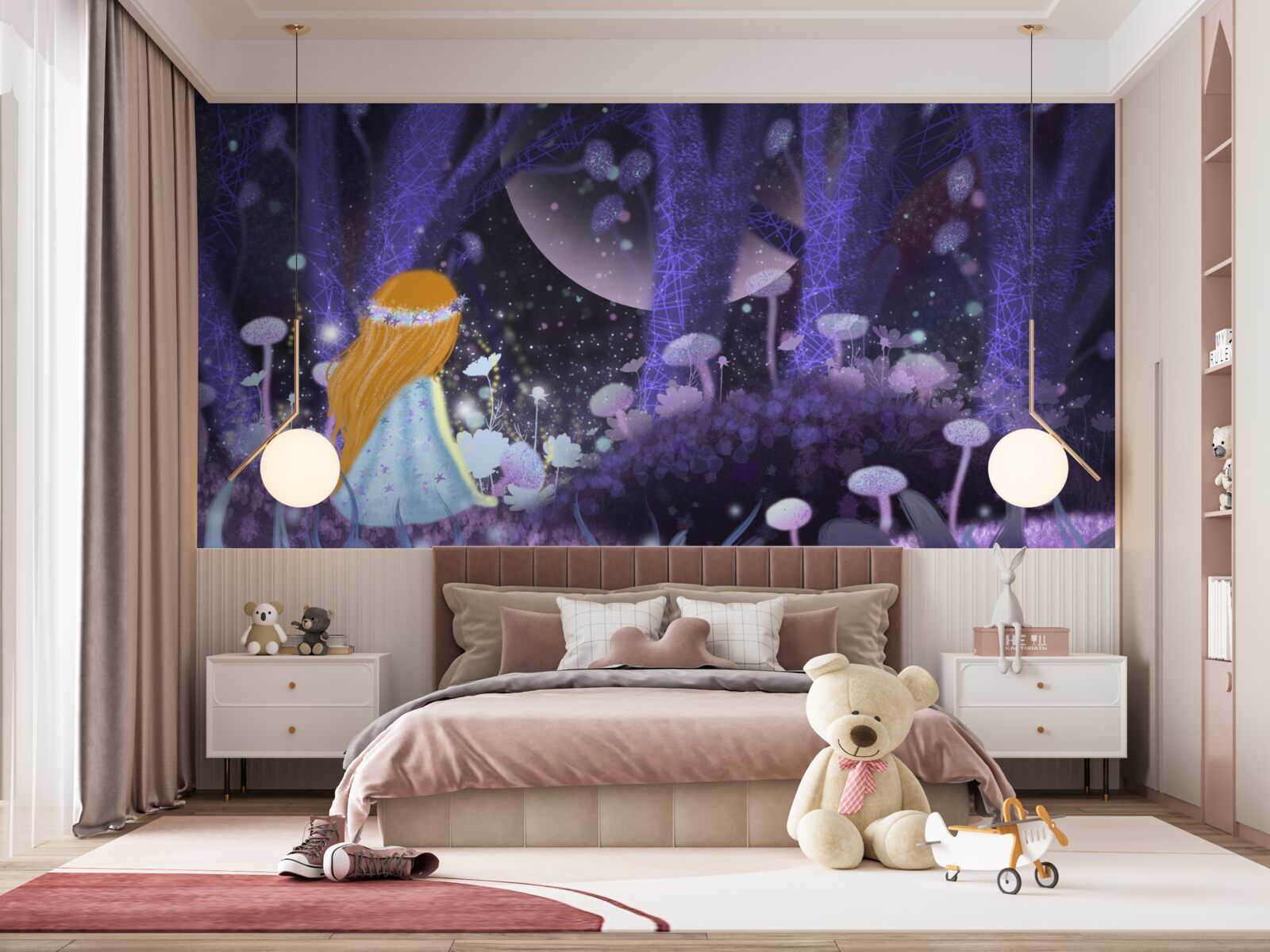 Papier peint un enfant dans le royaume magique des arbres