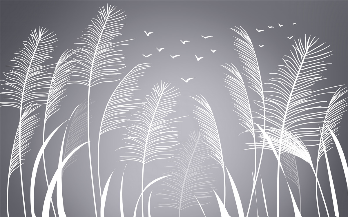 Papier peint le vent fait bouger les plantes, qui ressemblent à des plumes