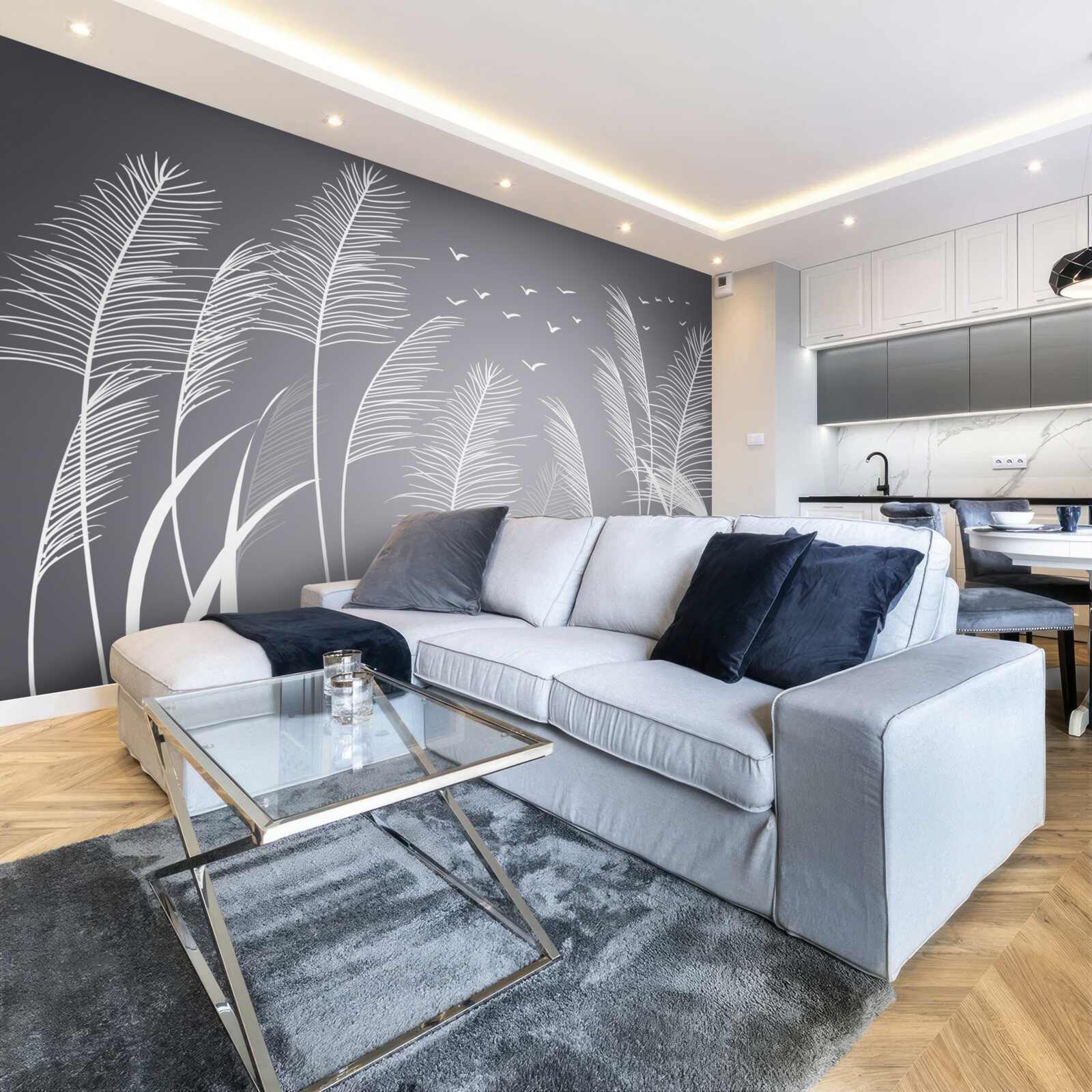 Papier peint le vent fait bouger les plantes, qui ressemblent à des plumes