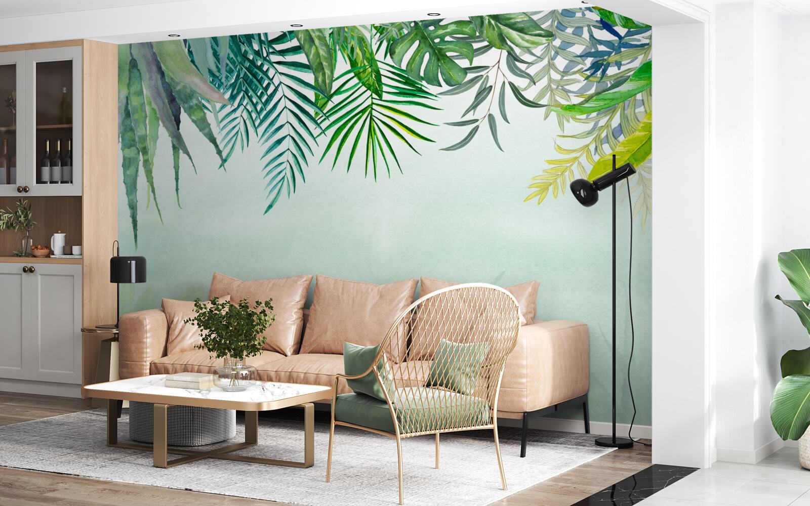 Papier peint brume matinale dans un vert tropical