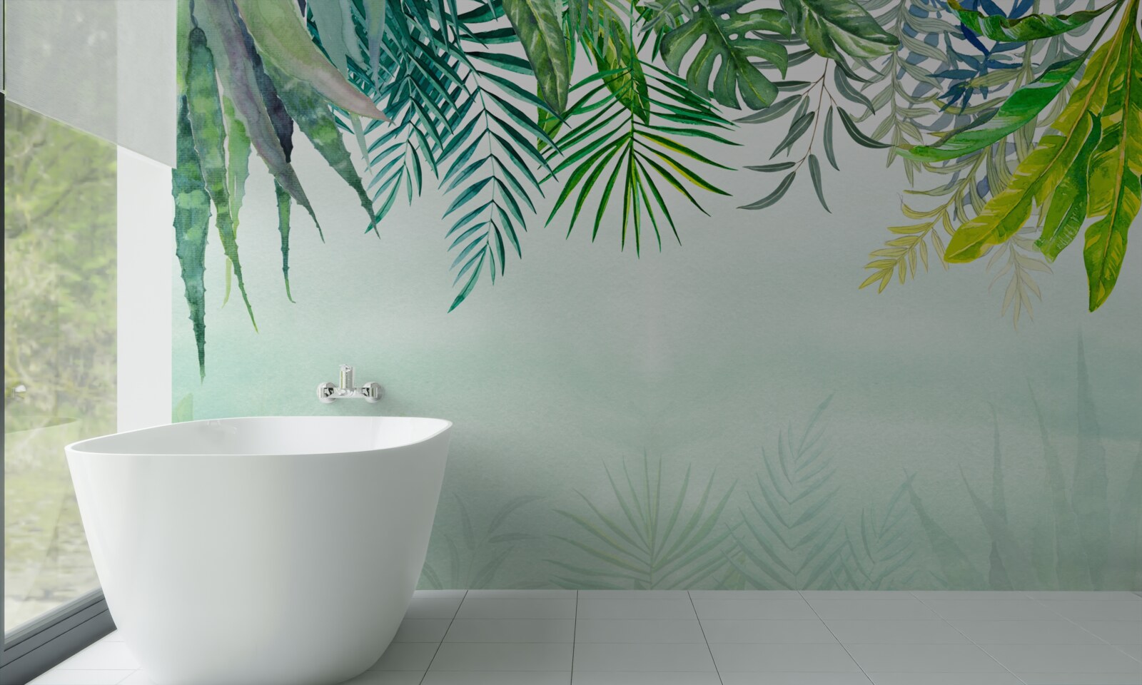 Papier peint brume matinale dans un vert tropical