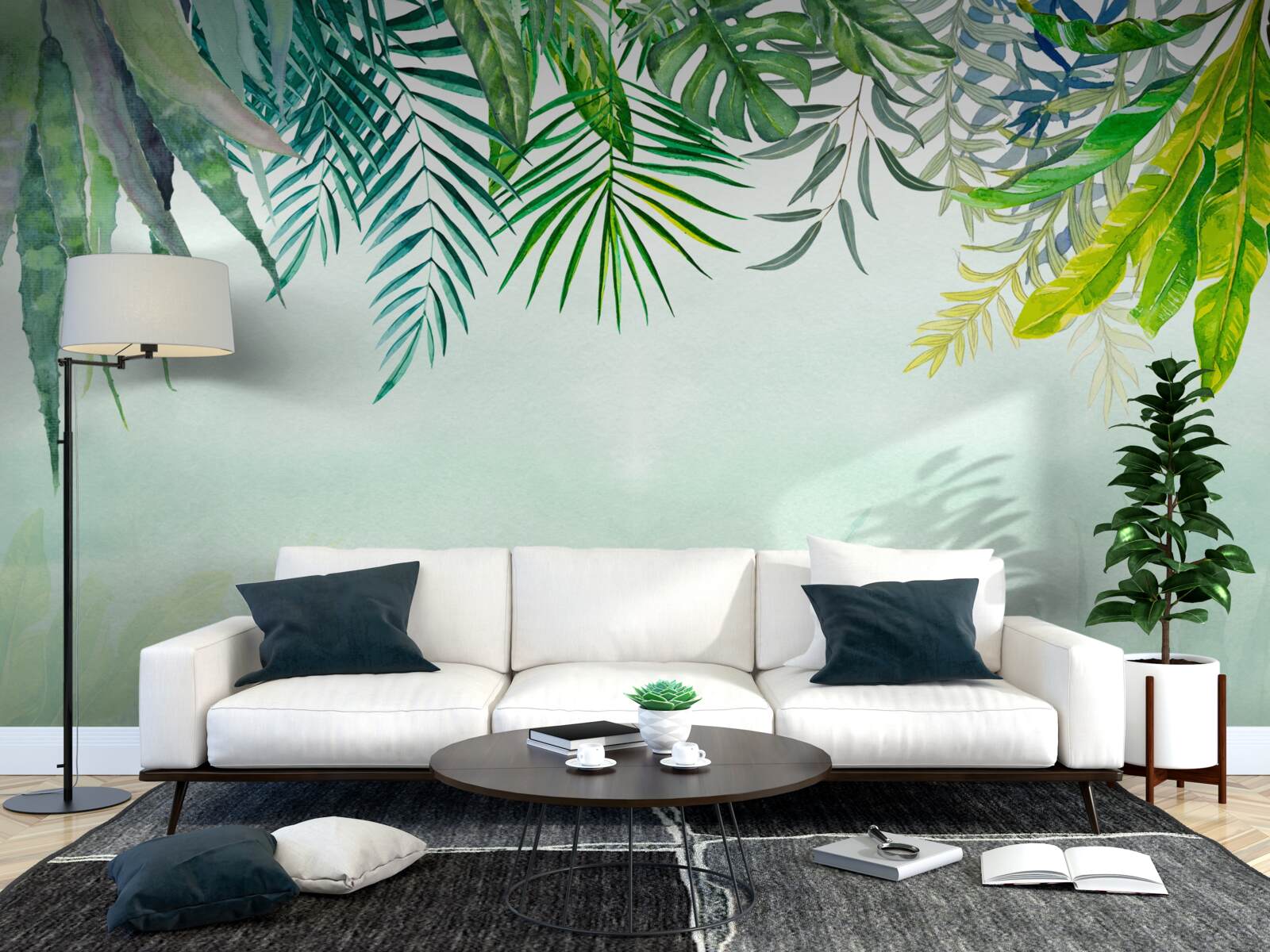 Papier peint brume matinale dans un vert tropical