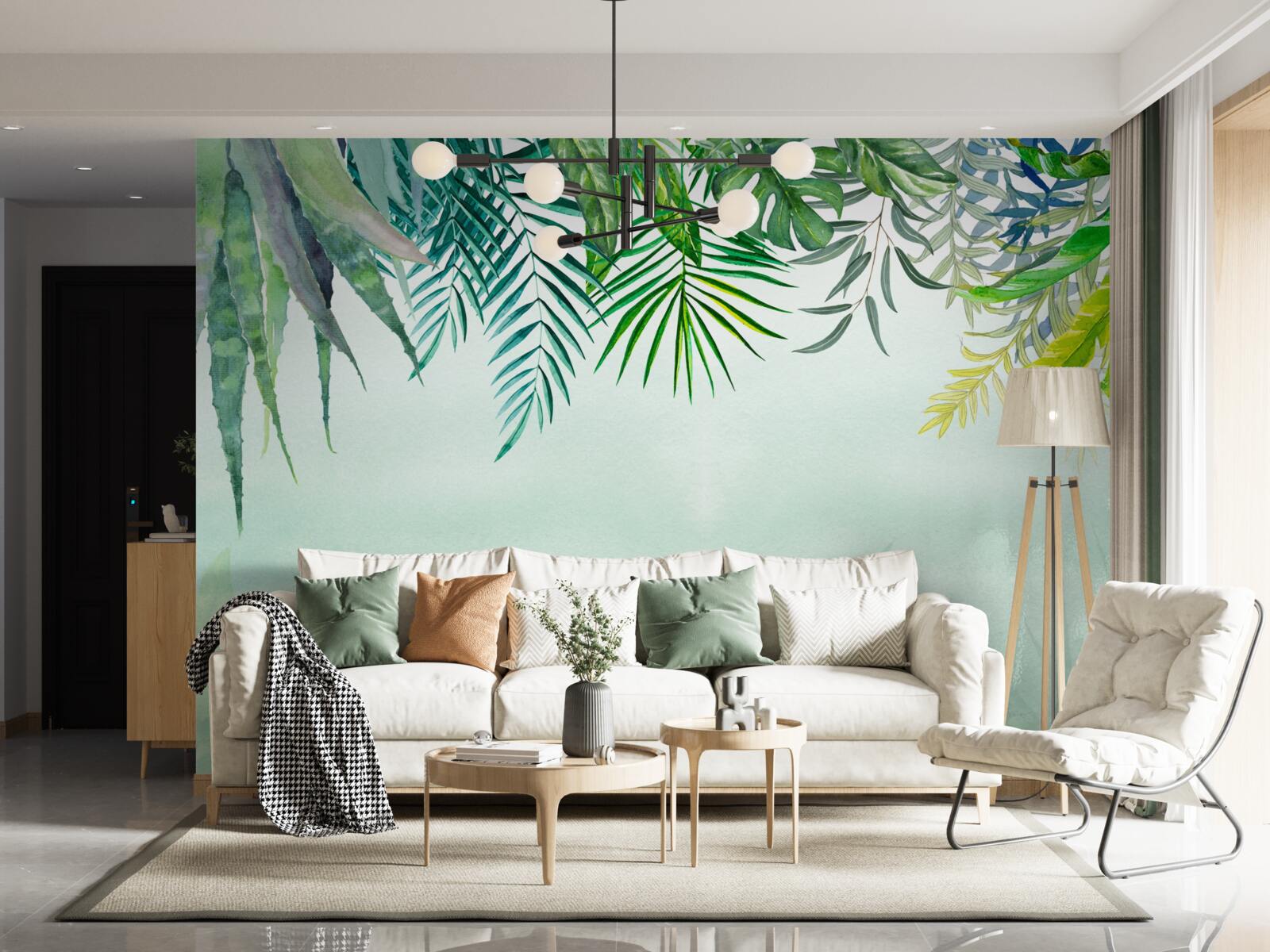 Papier peint brume matinale dans un vert tropical