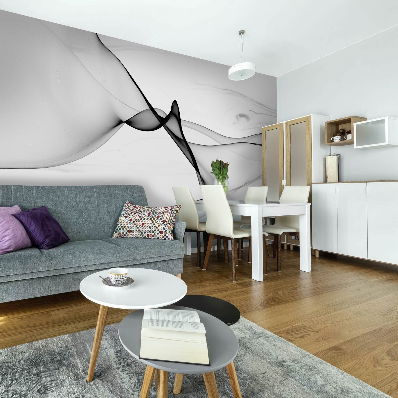 Papier peint la notion de fumée blanche et noire