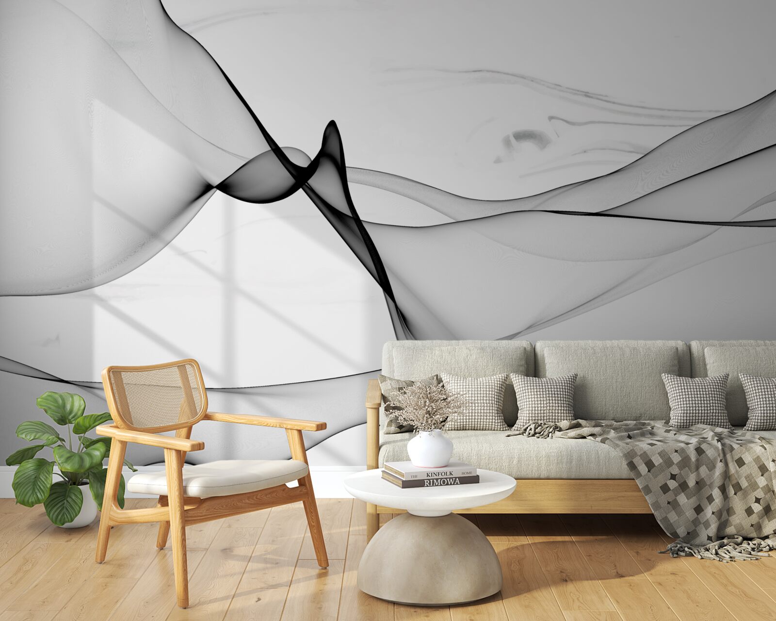 Papier peint la notion de fumée blanche et noire