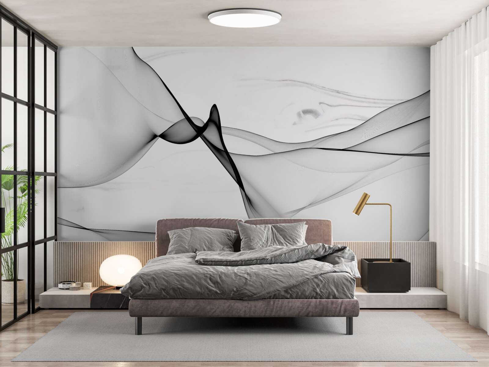 Papier peint la notion de fumée blanche et noire