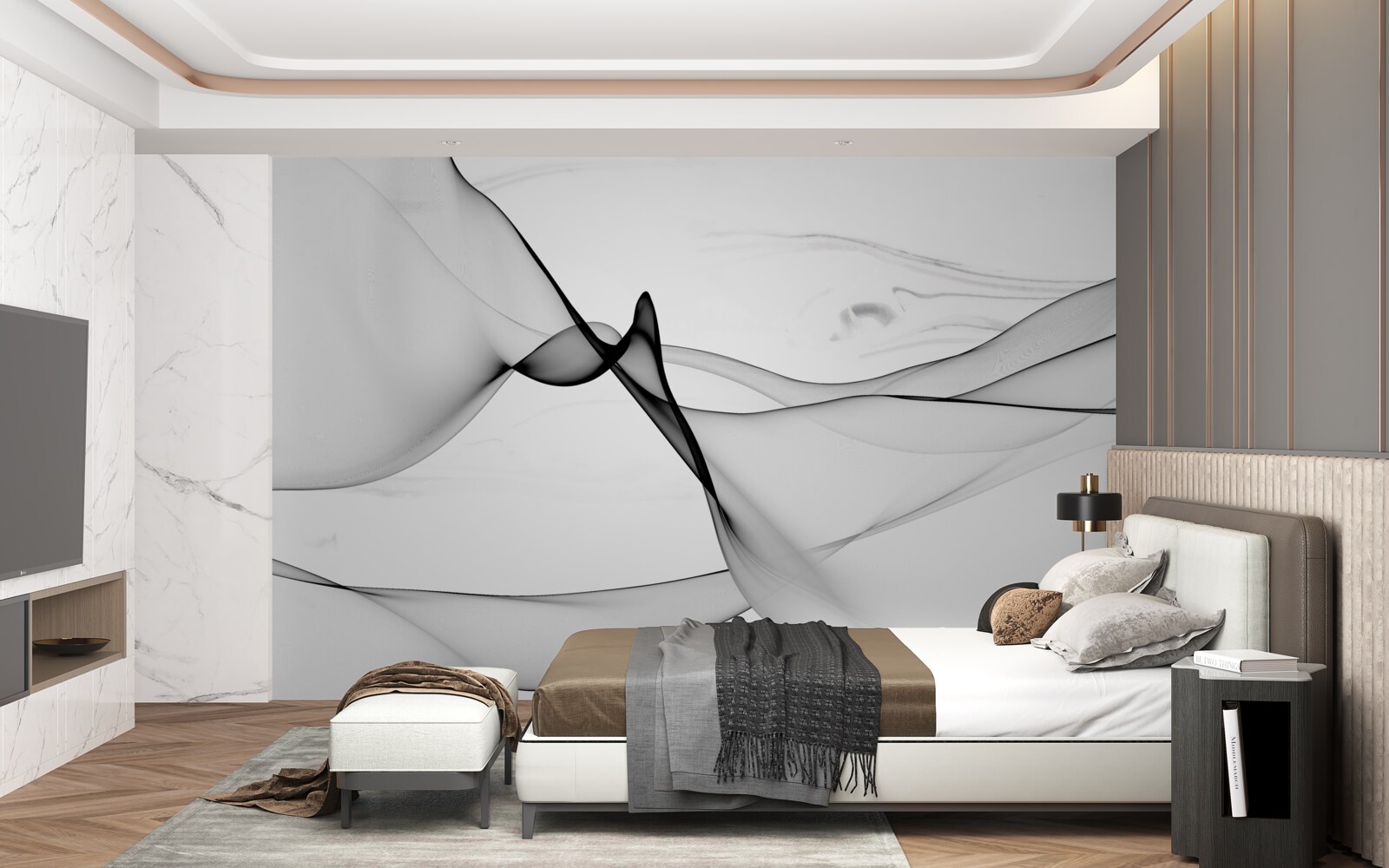 Papier peint la notion de fumée blanche et noire