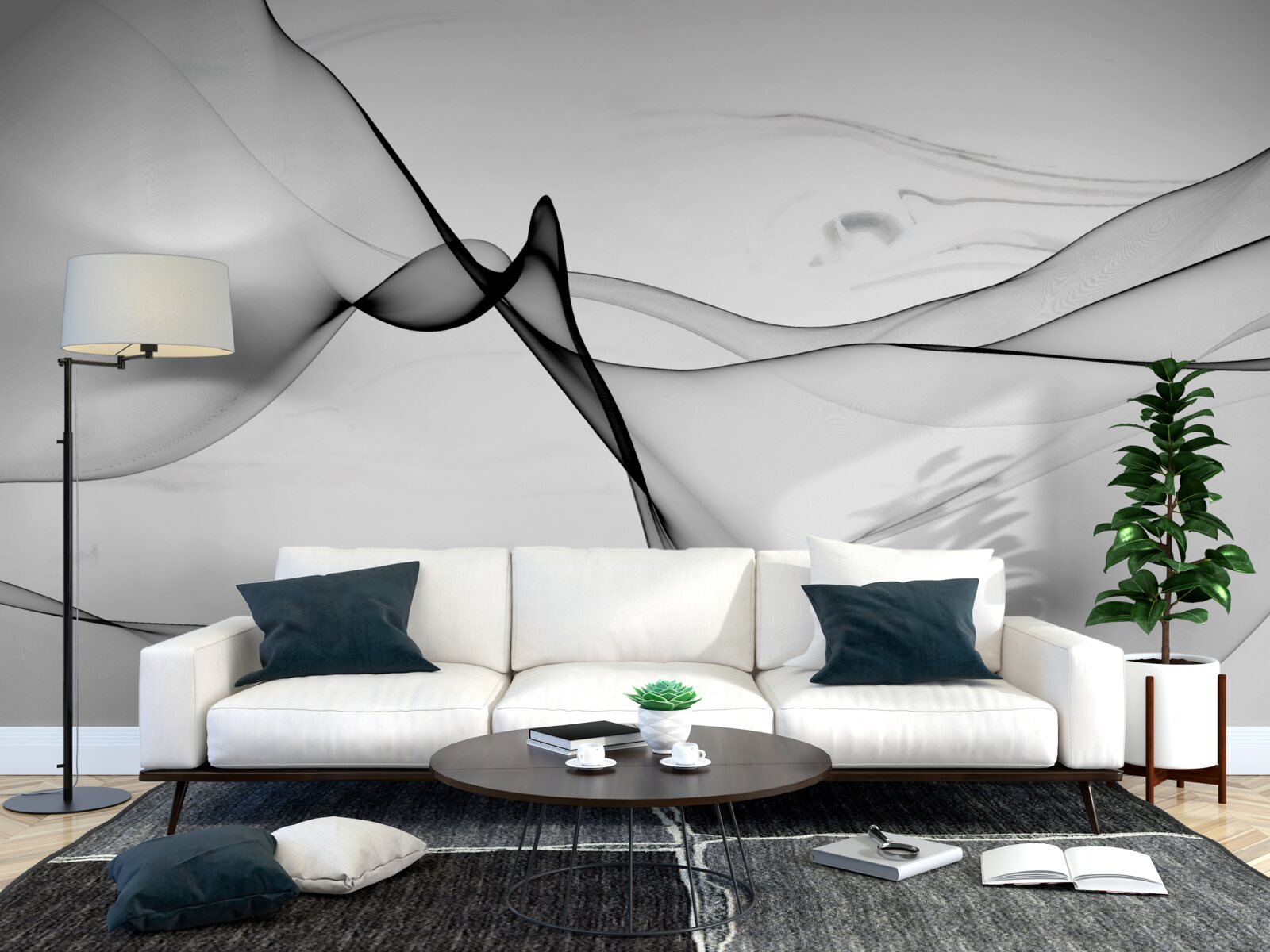 Papier peint la notion de fumée blanche et noire