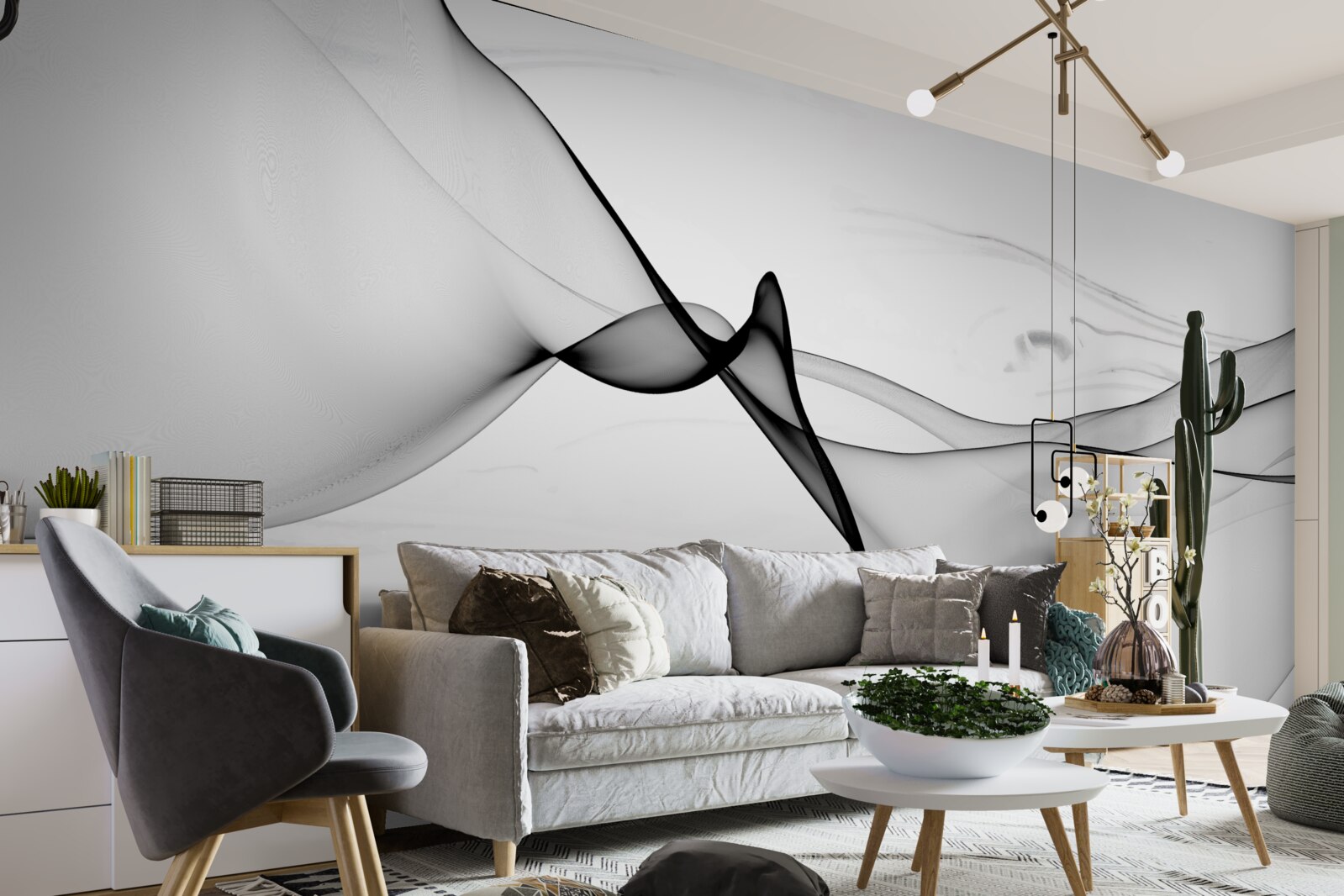 Papier peint la notion de fumée blanche et noire