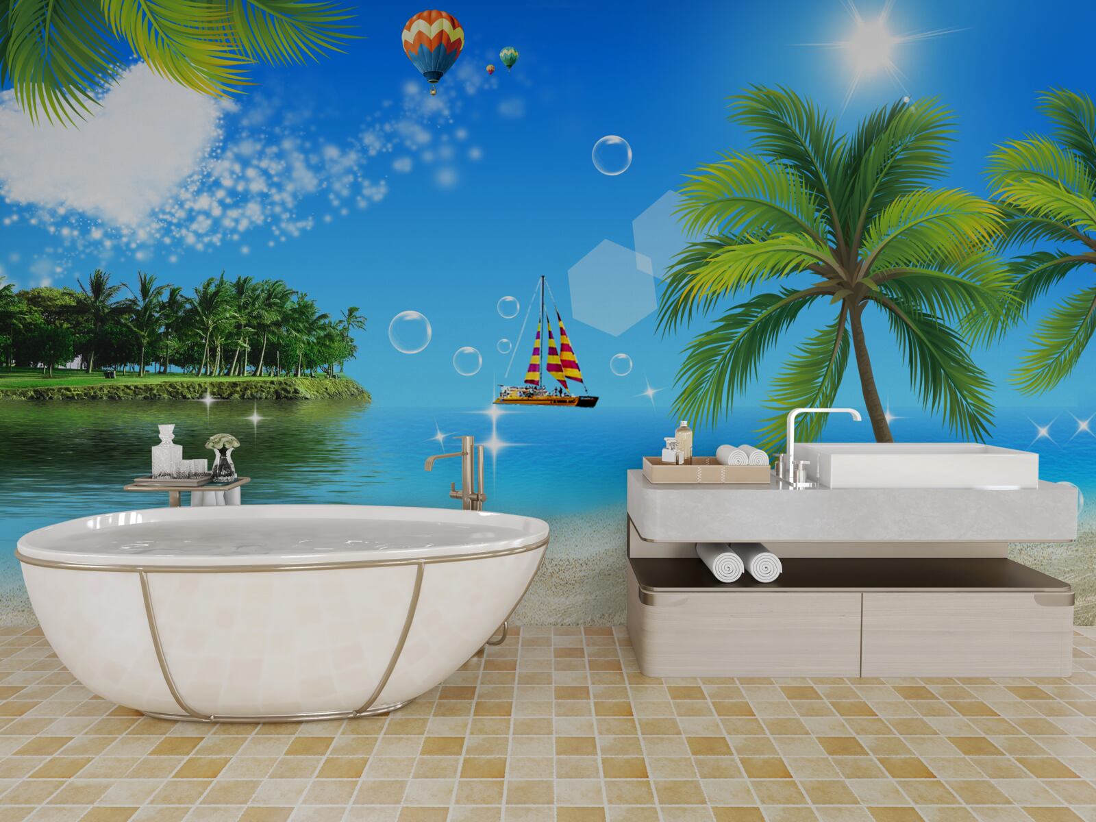 Papier peint vue sur la mer et le littoral