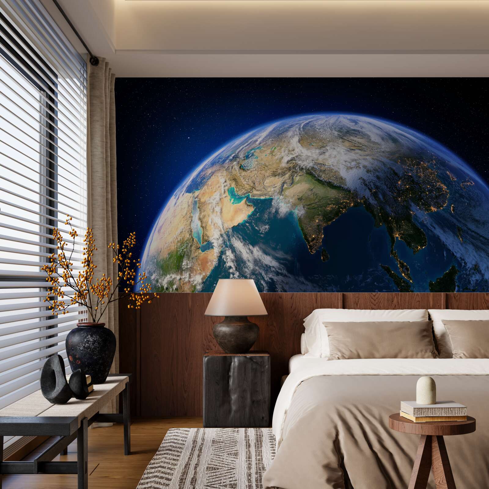 Papier peint voir la terre depuis l'espace