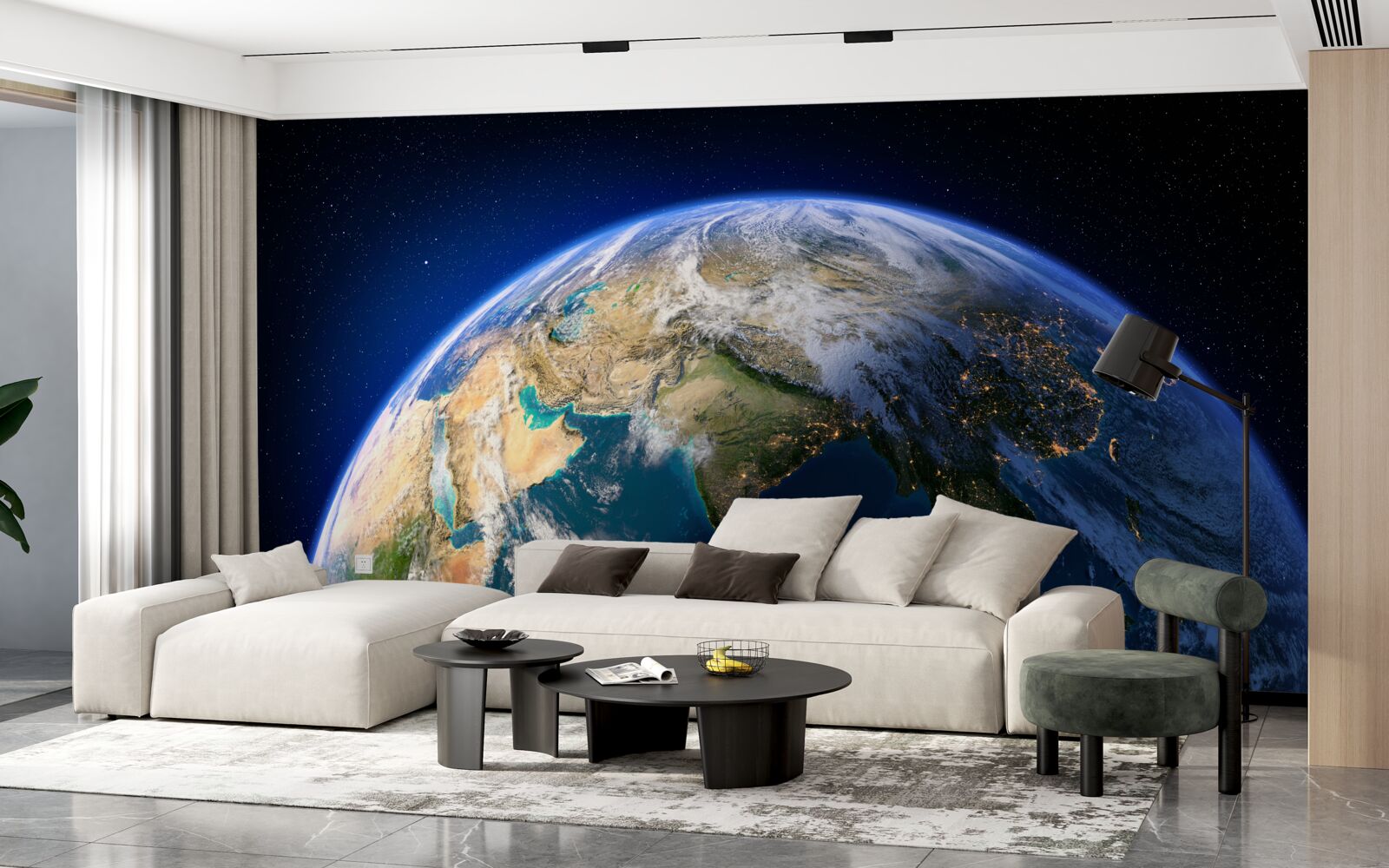 Papier peint voir la terre depuis l'espace