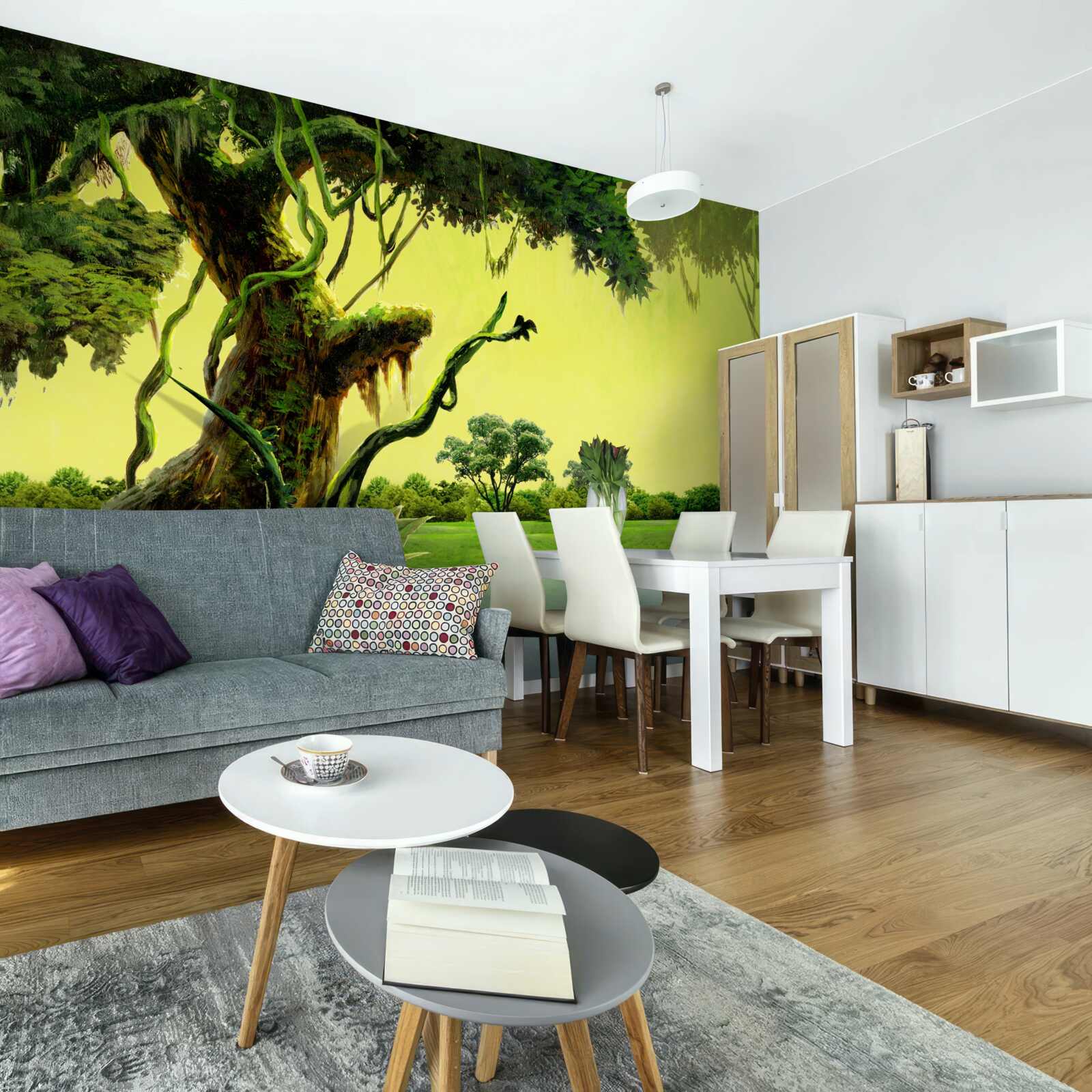 Papier peint une forêt verte à couper le souffle