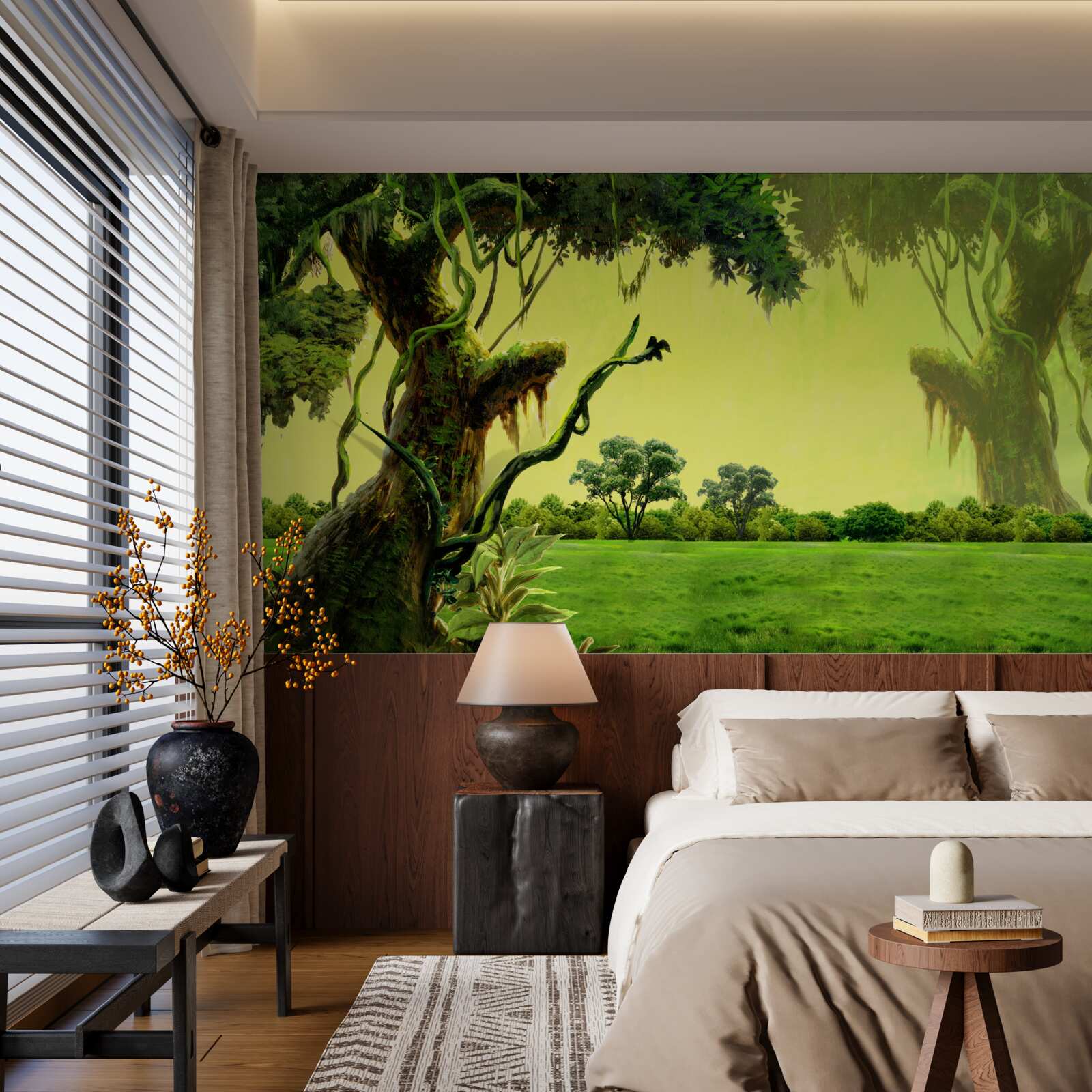 Papier peint une forêt verte à couper le souffle