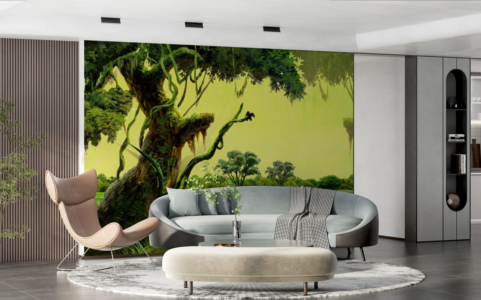 Papier peint une forêt verte à couper le souffle