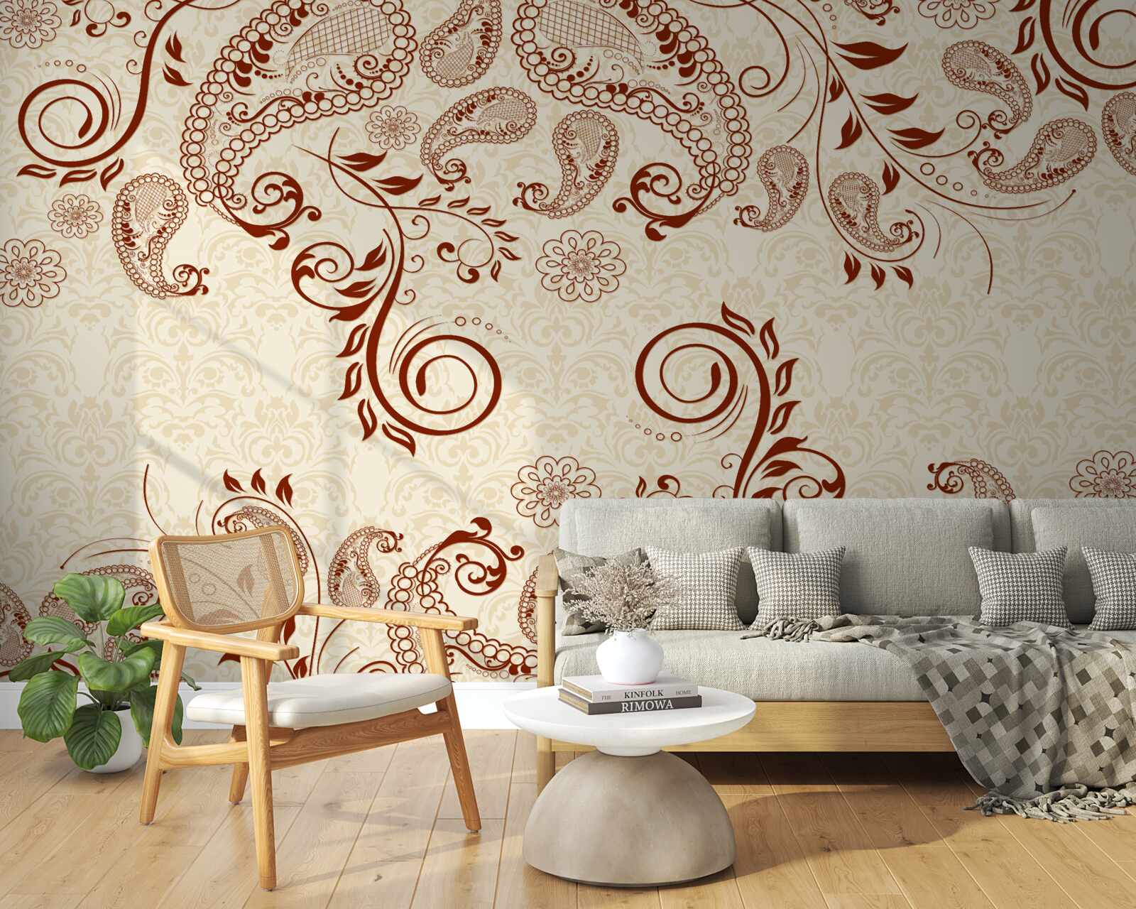 Papier peint mehendi en bronze de l'inde