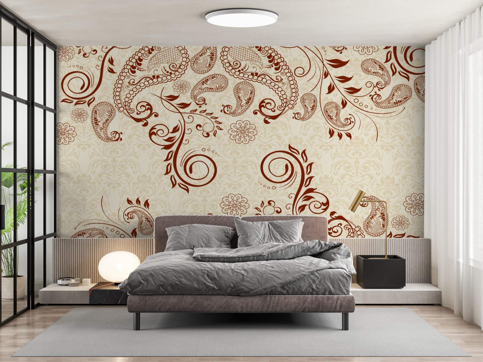 Papier peint mehendi en bronze de l'inde