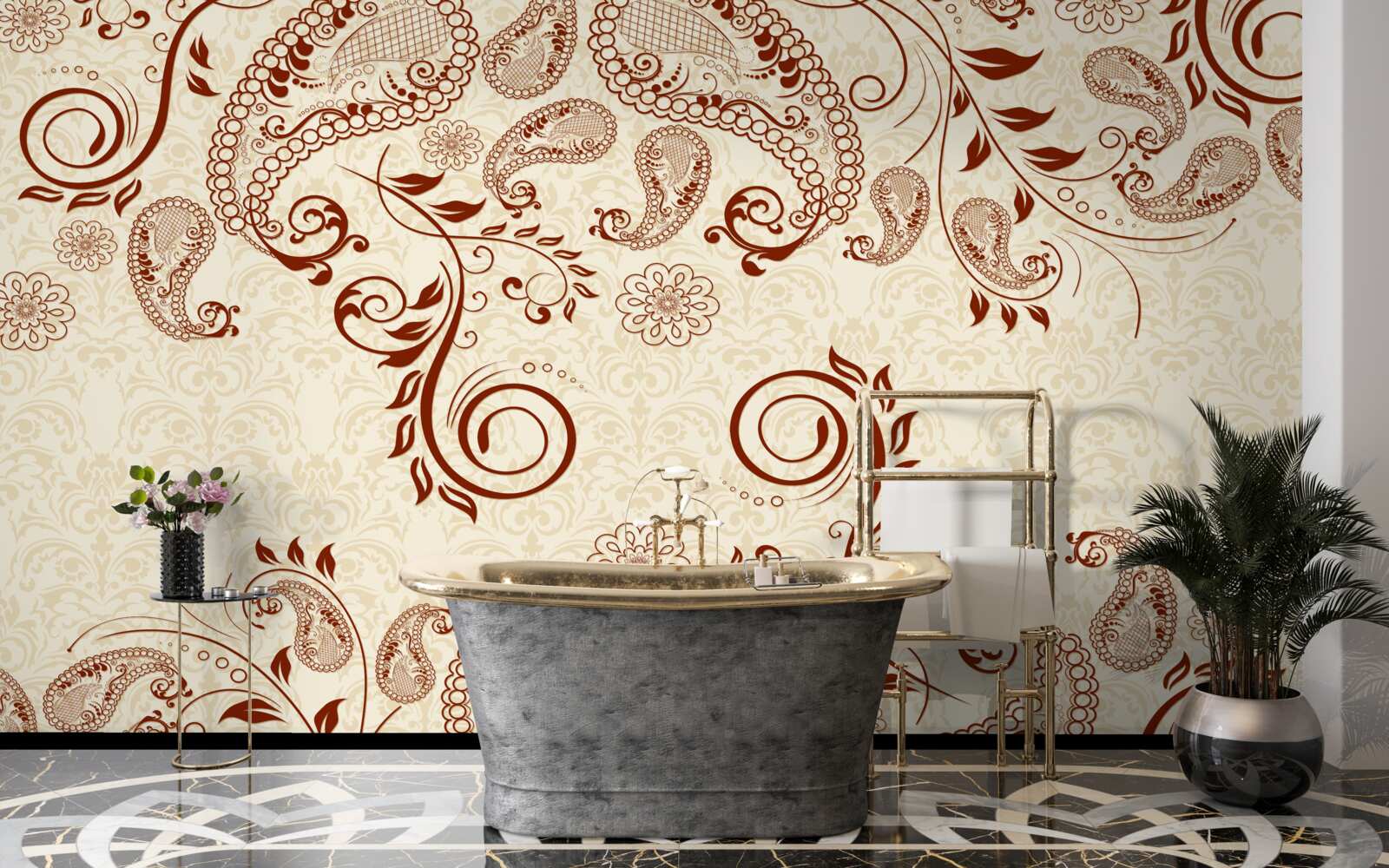 Papier peint mehendi en bronze de l'inde