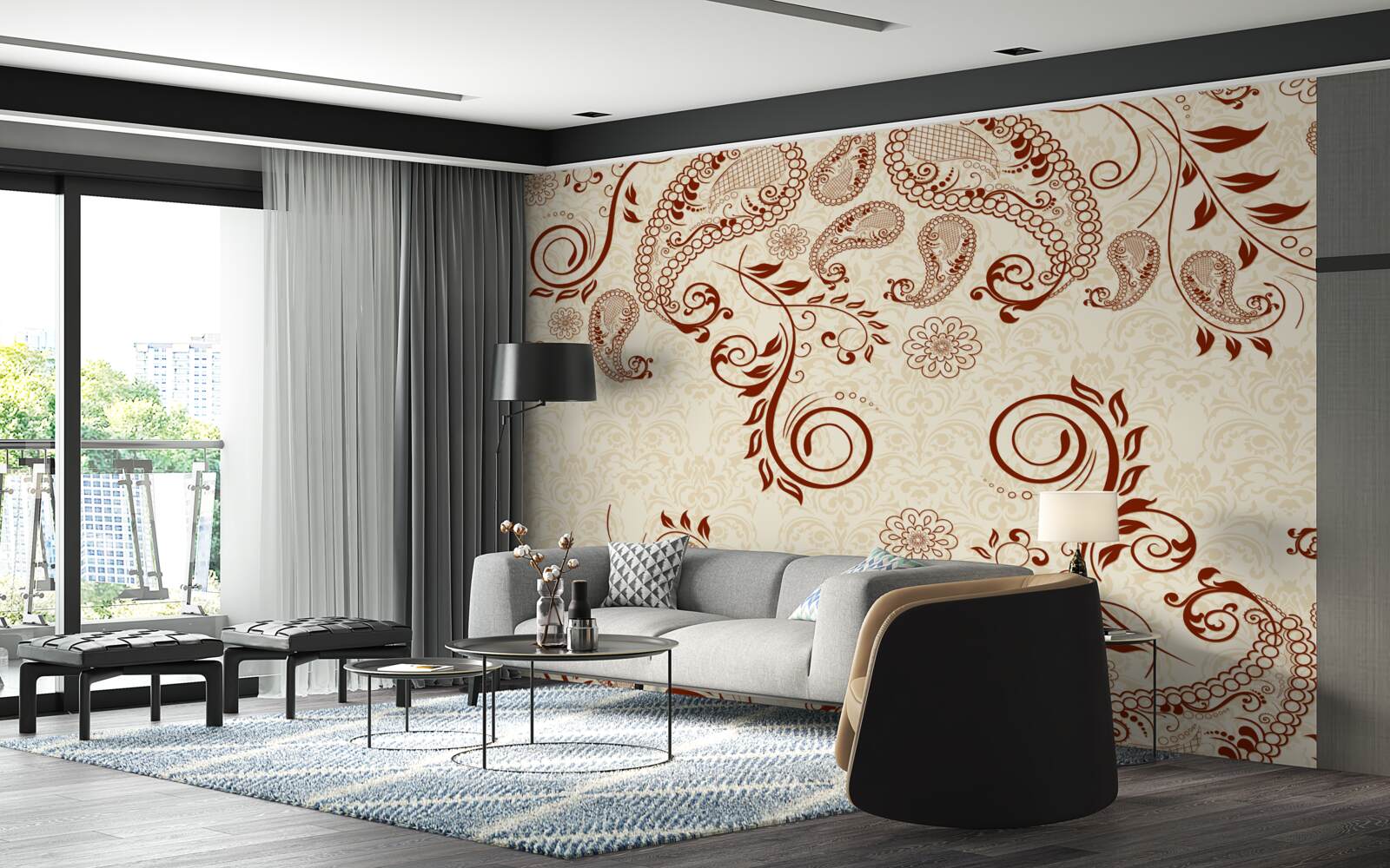 Papier peint mehendi en bronze de l'inde