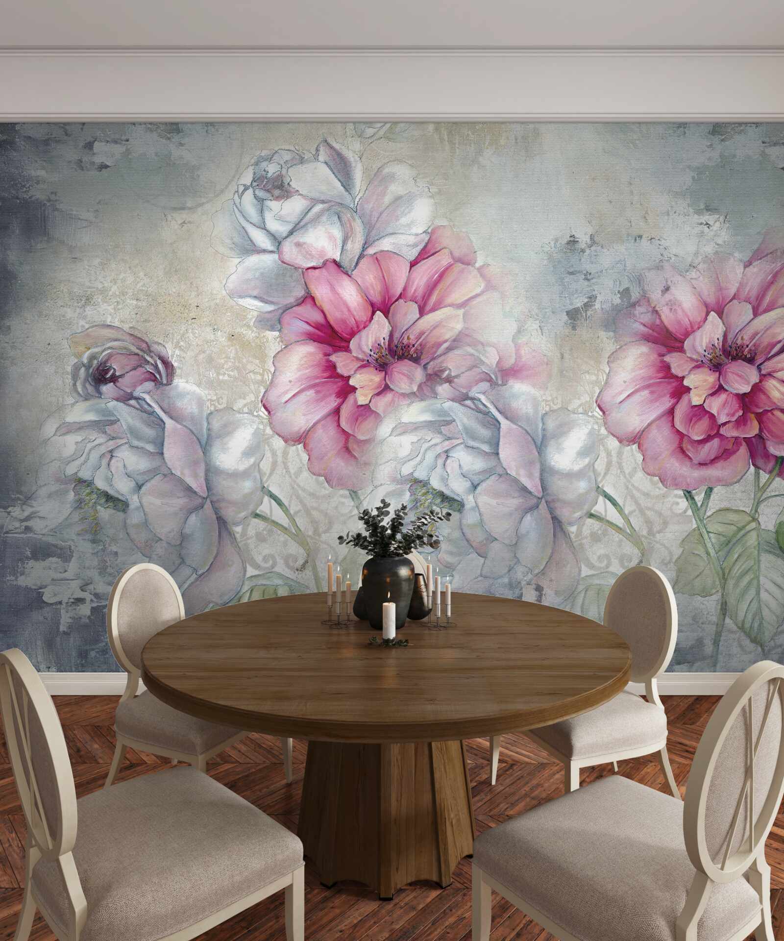 Papier peint fond floral de style vintage