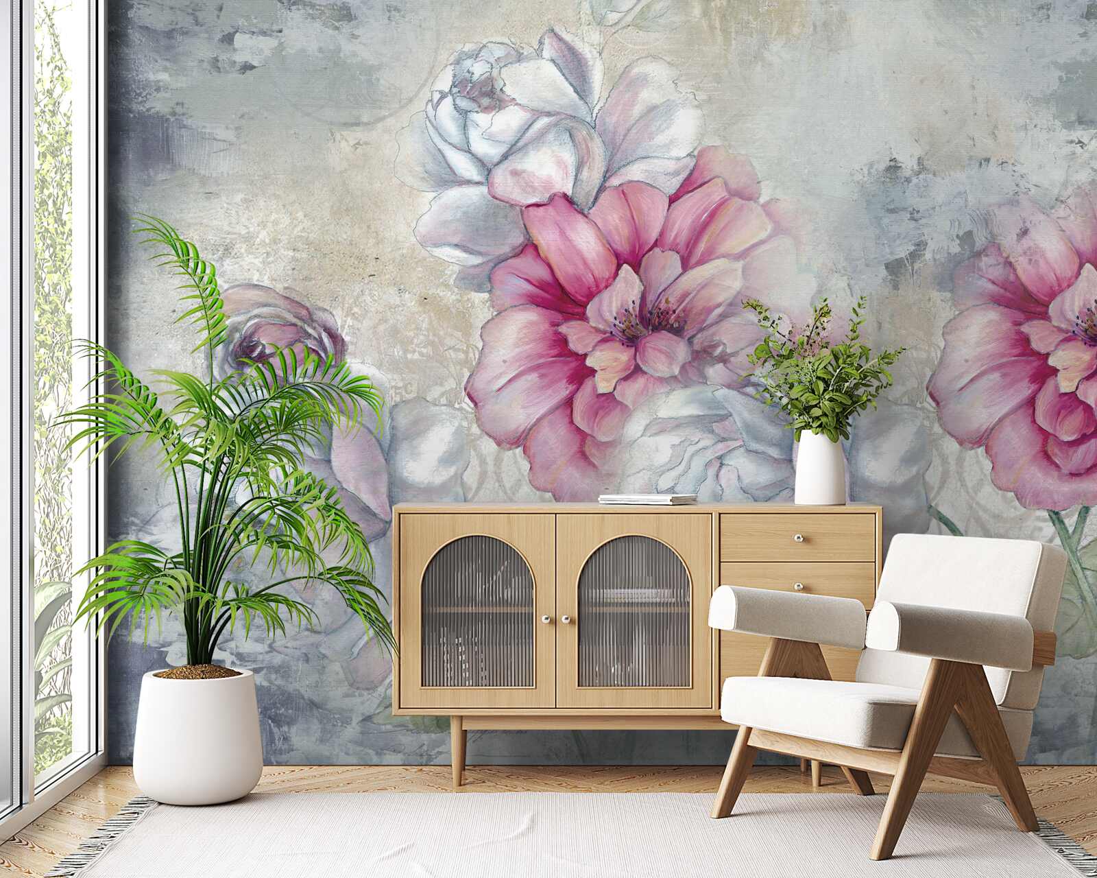 Papier peint fond floral de style vintage