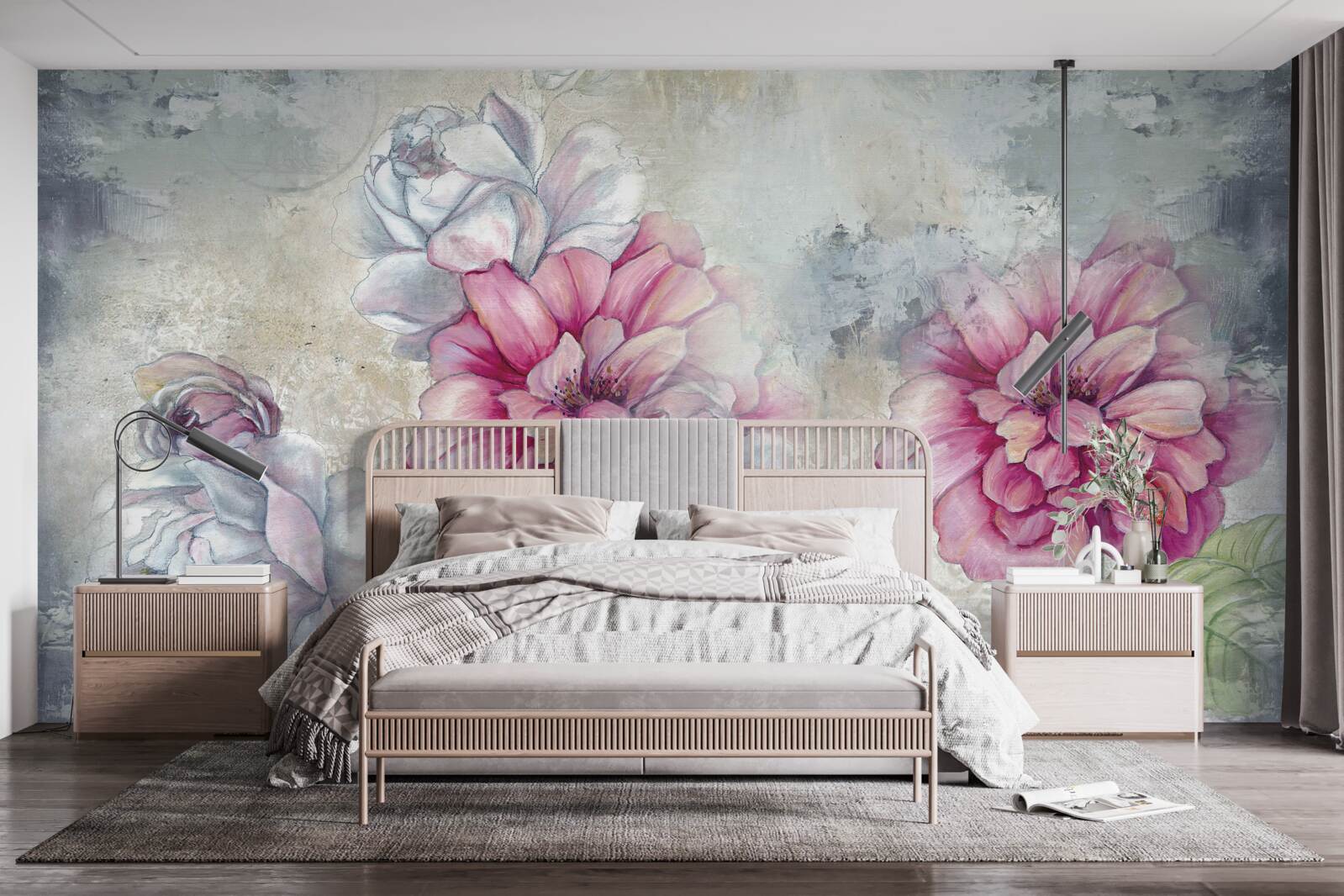 Papier peint fond floral de style vintage