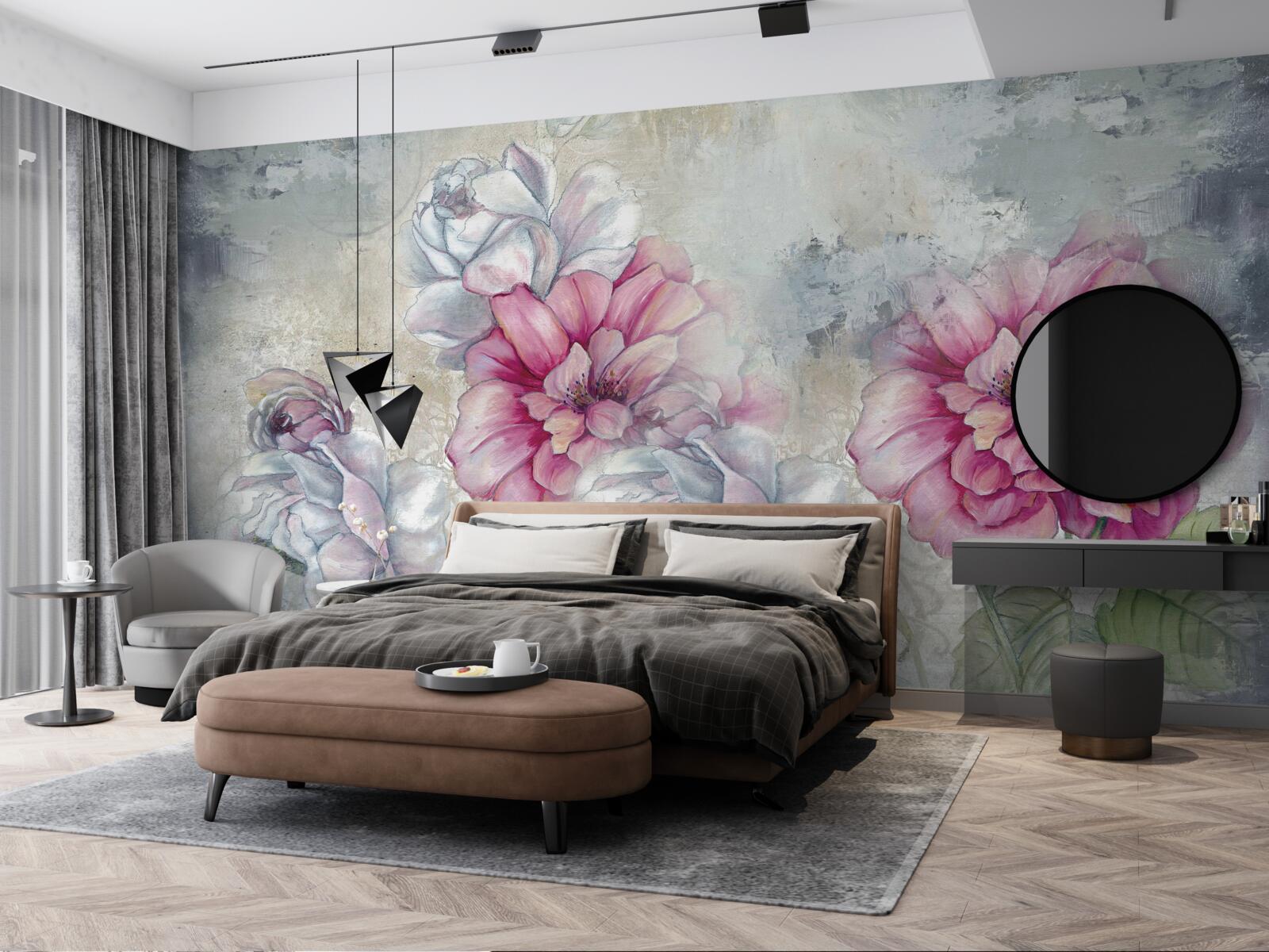 Papier peint fond floral de style vintage