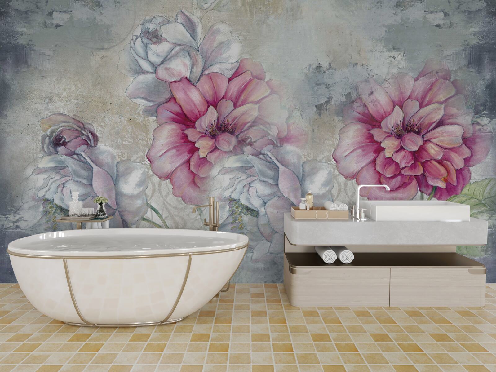 Papier peint fond floral de style vintage