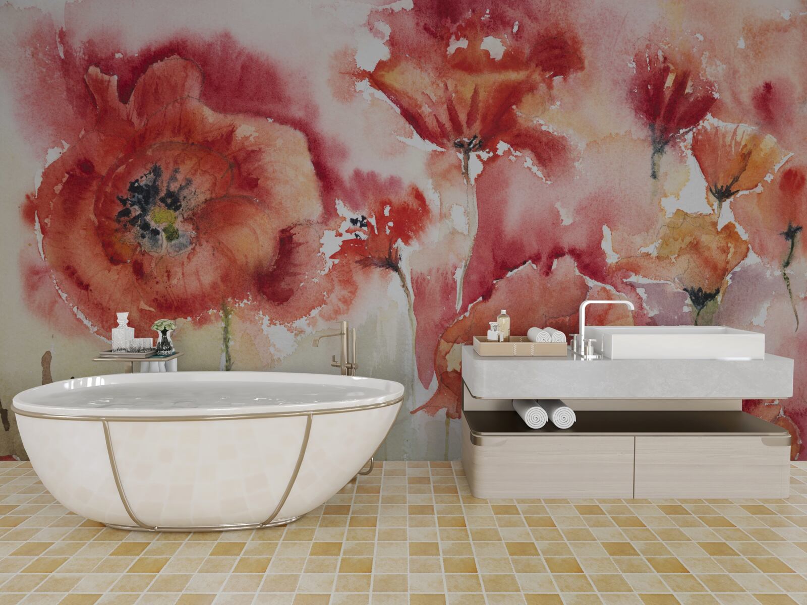 Papier peint Superbes coquelicots rouges