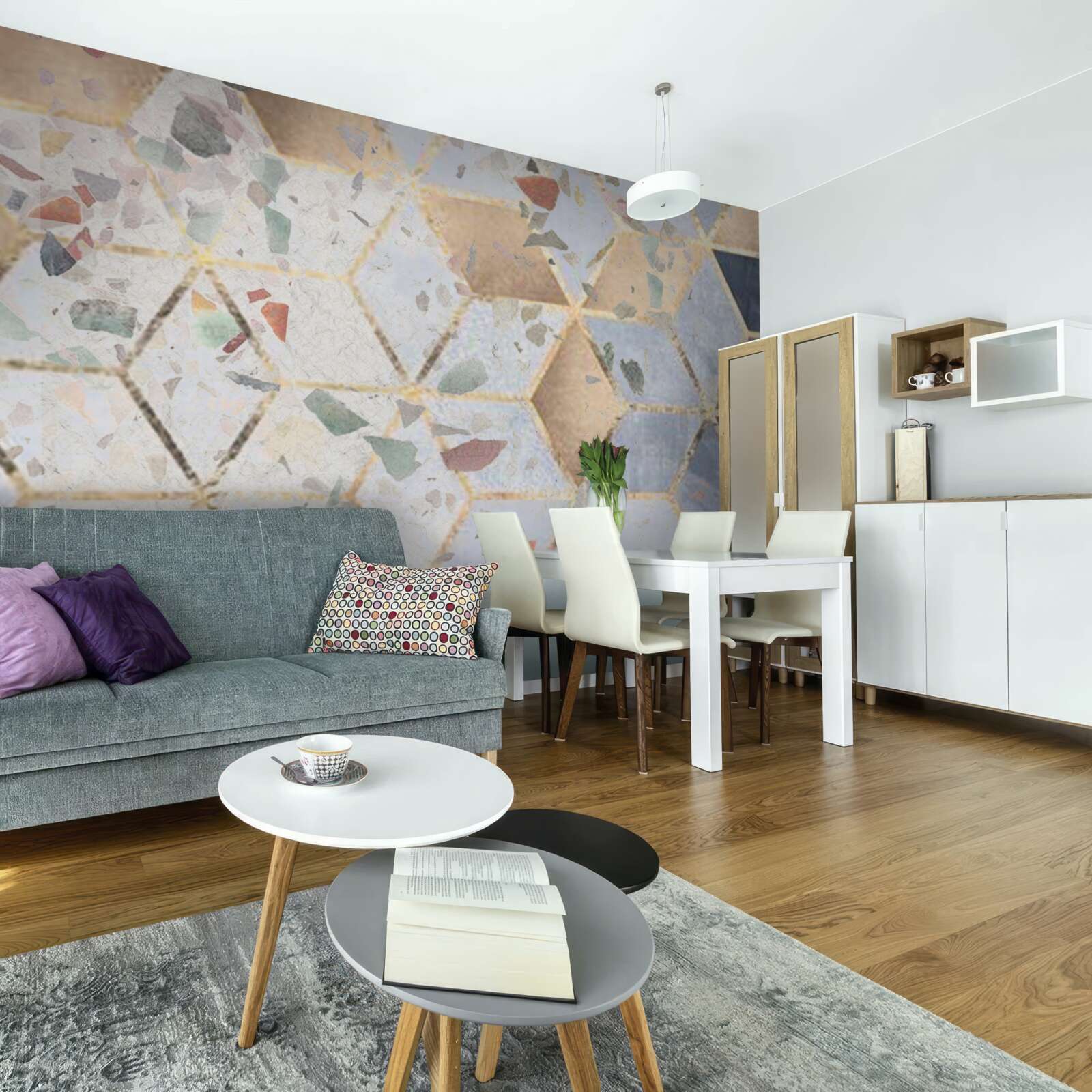 Papier peint bourgeons et chutes de volumes