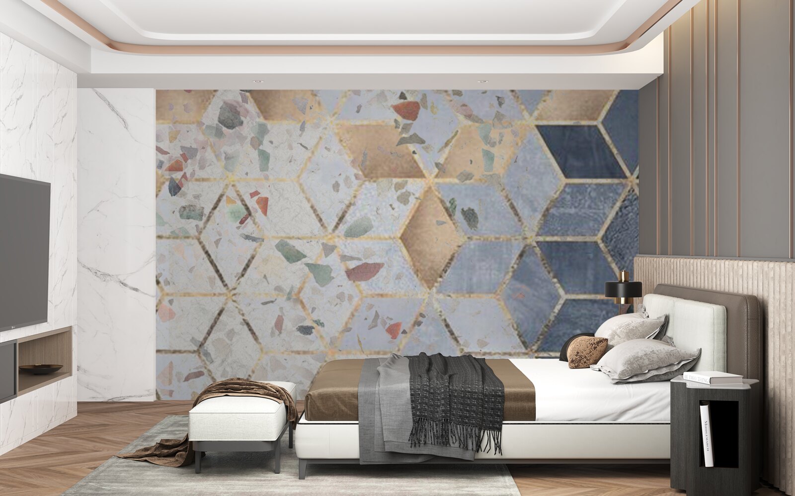 Papier peint bourgeons et chutes de volumes