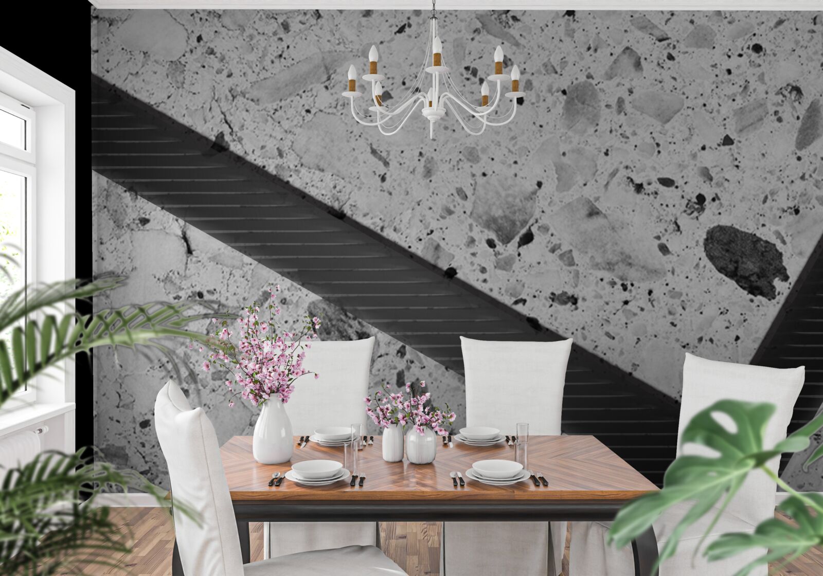 Papier peint texture de marbre avec taches noires