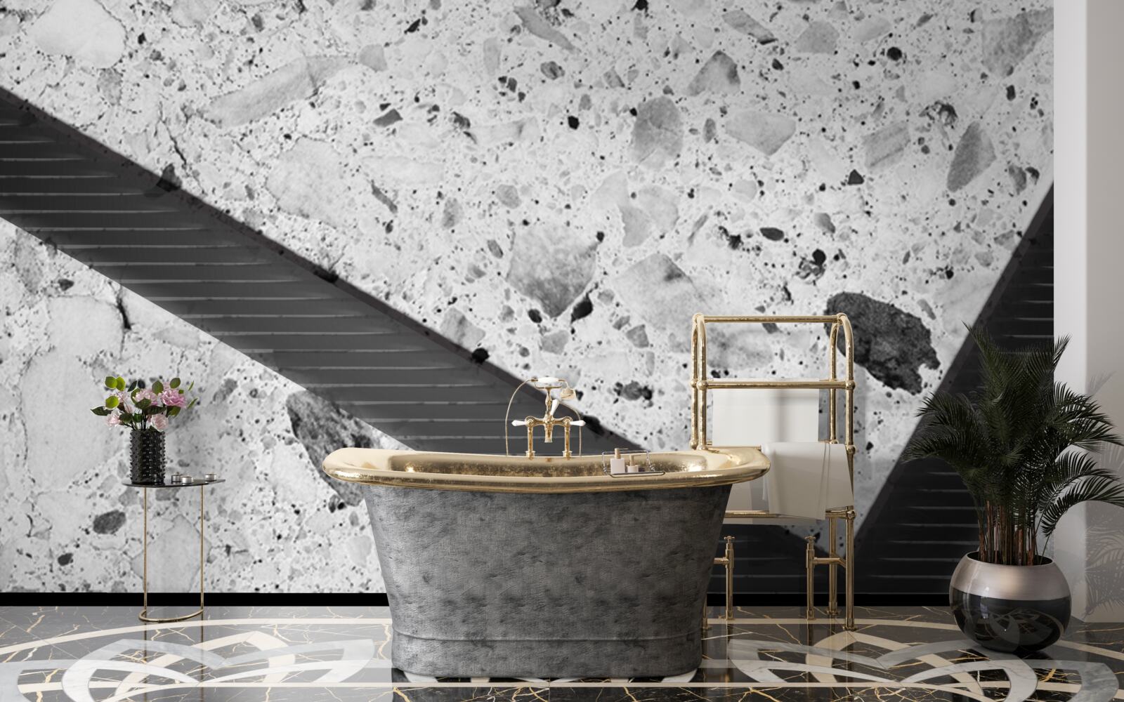 Papier peint texture de marbre avec taches noires