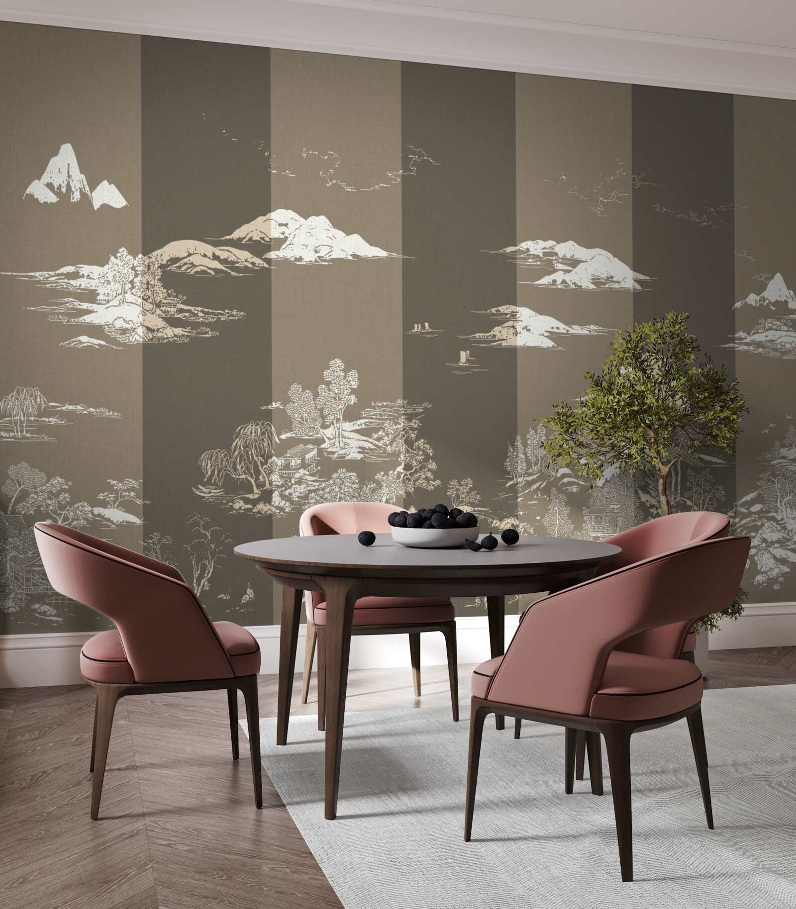 Papier peint Jardins de style japonais et paysages de montagne