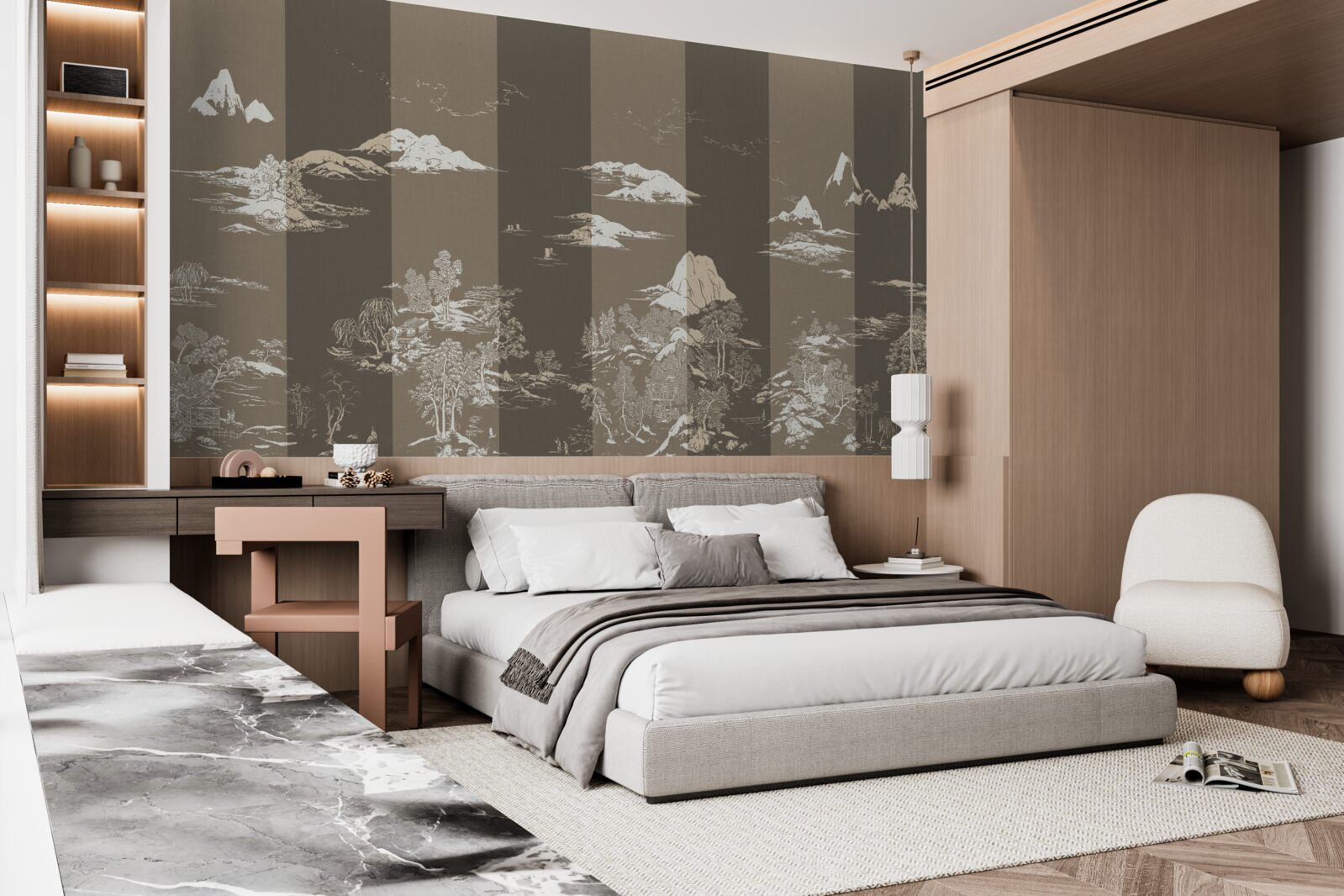 Papier peint Jardins de style japonais et paysages de montagne