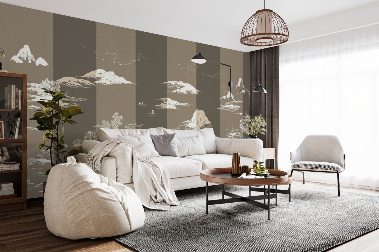 Papier peint Jardins de style japonais et paysages de montagne