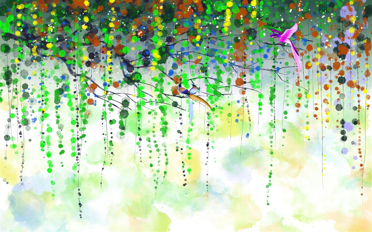 Papier peint de riches fleurs pendent