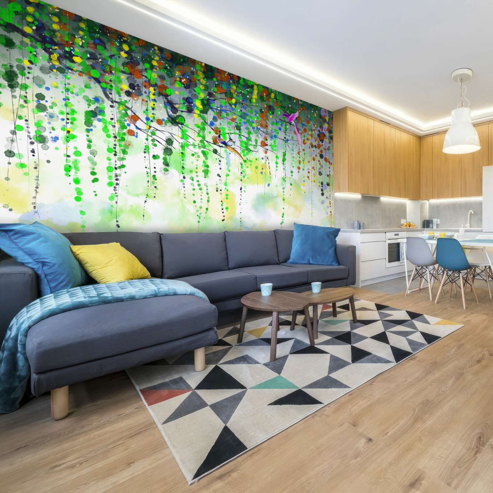 Papier peint de riches fleurs pendent