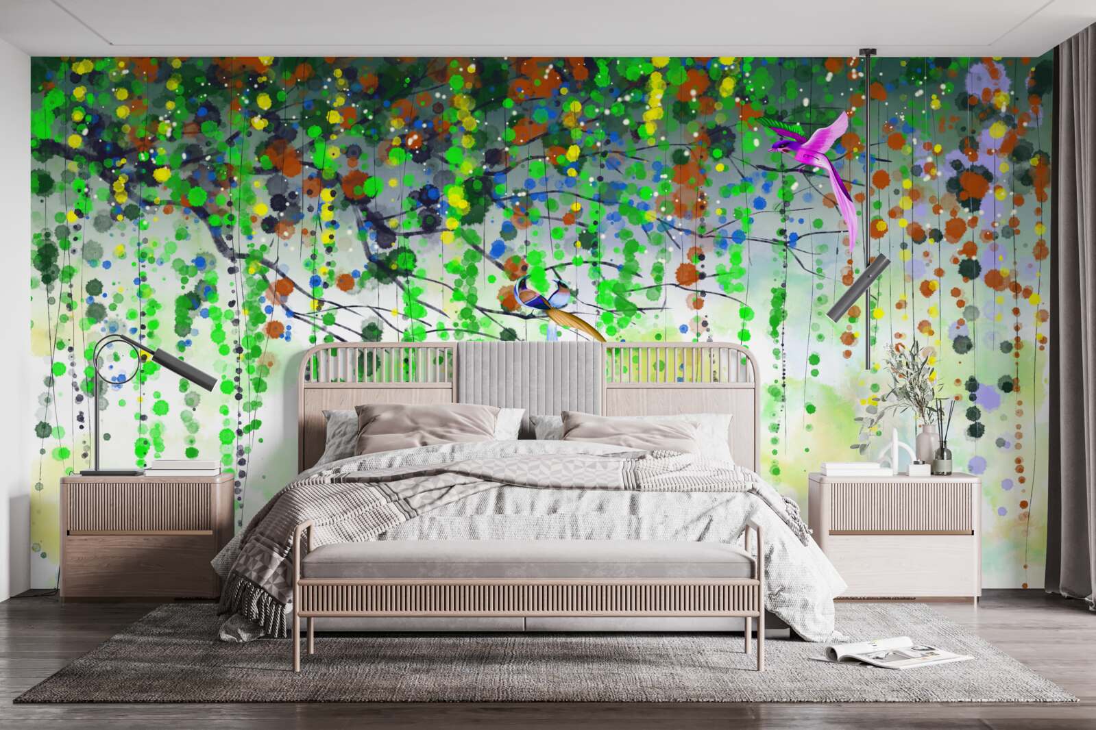 Papier peint de riches fleurs pendent