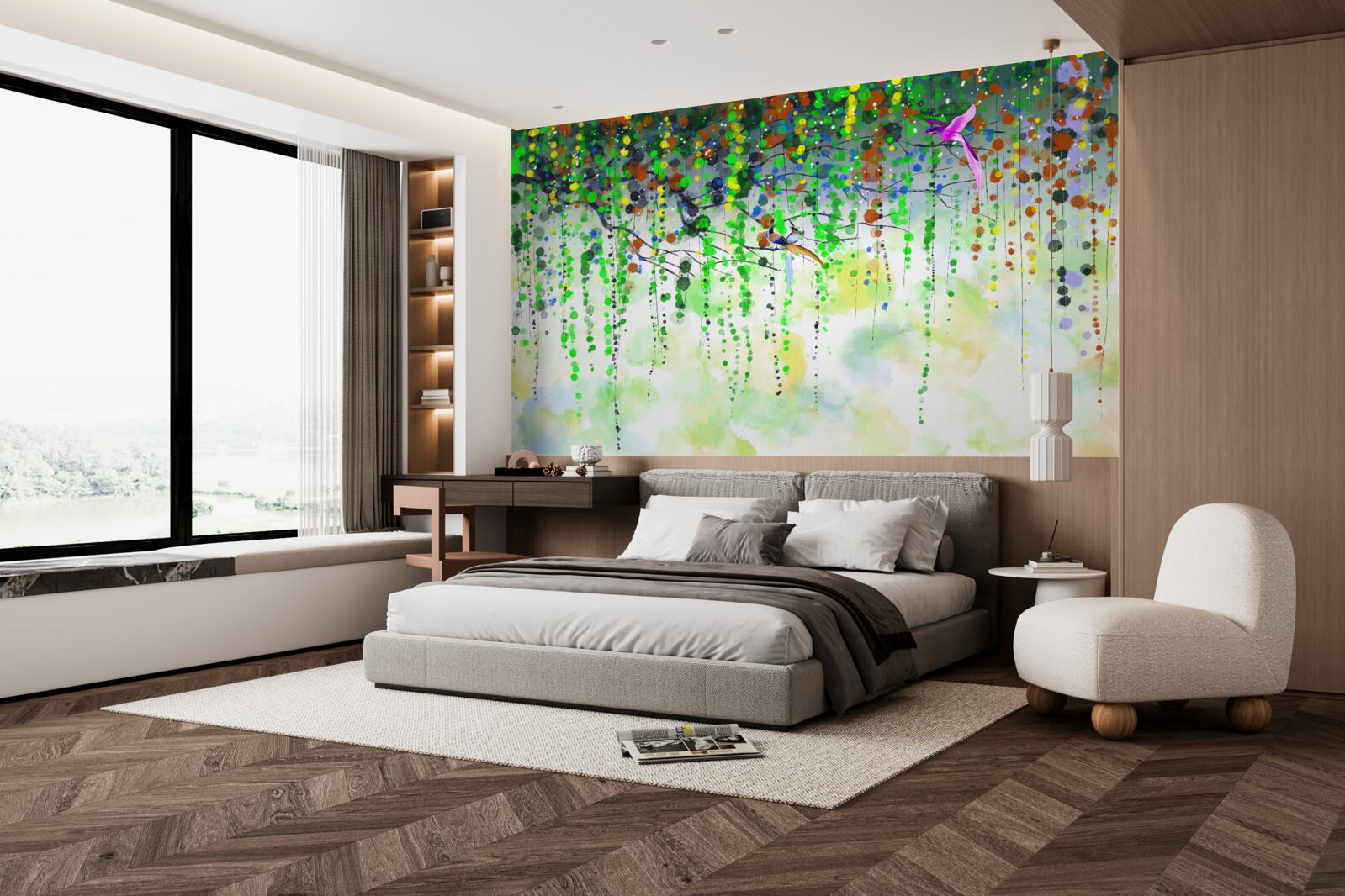 Papier peint de riches fleurs pendent